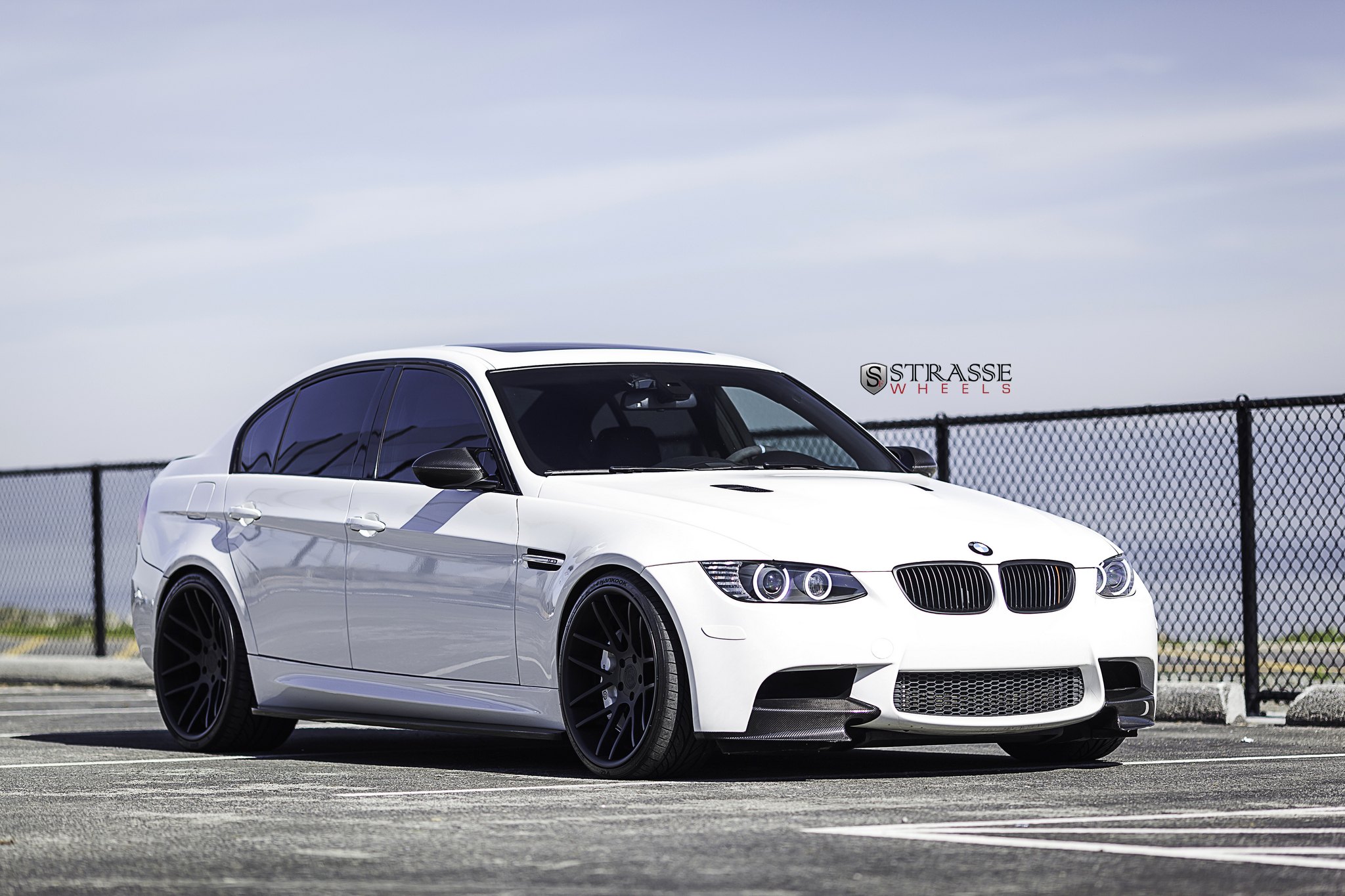 Custom Hood with Air Vents on White BMW 3-Series - Photo by Strasse Forged