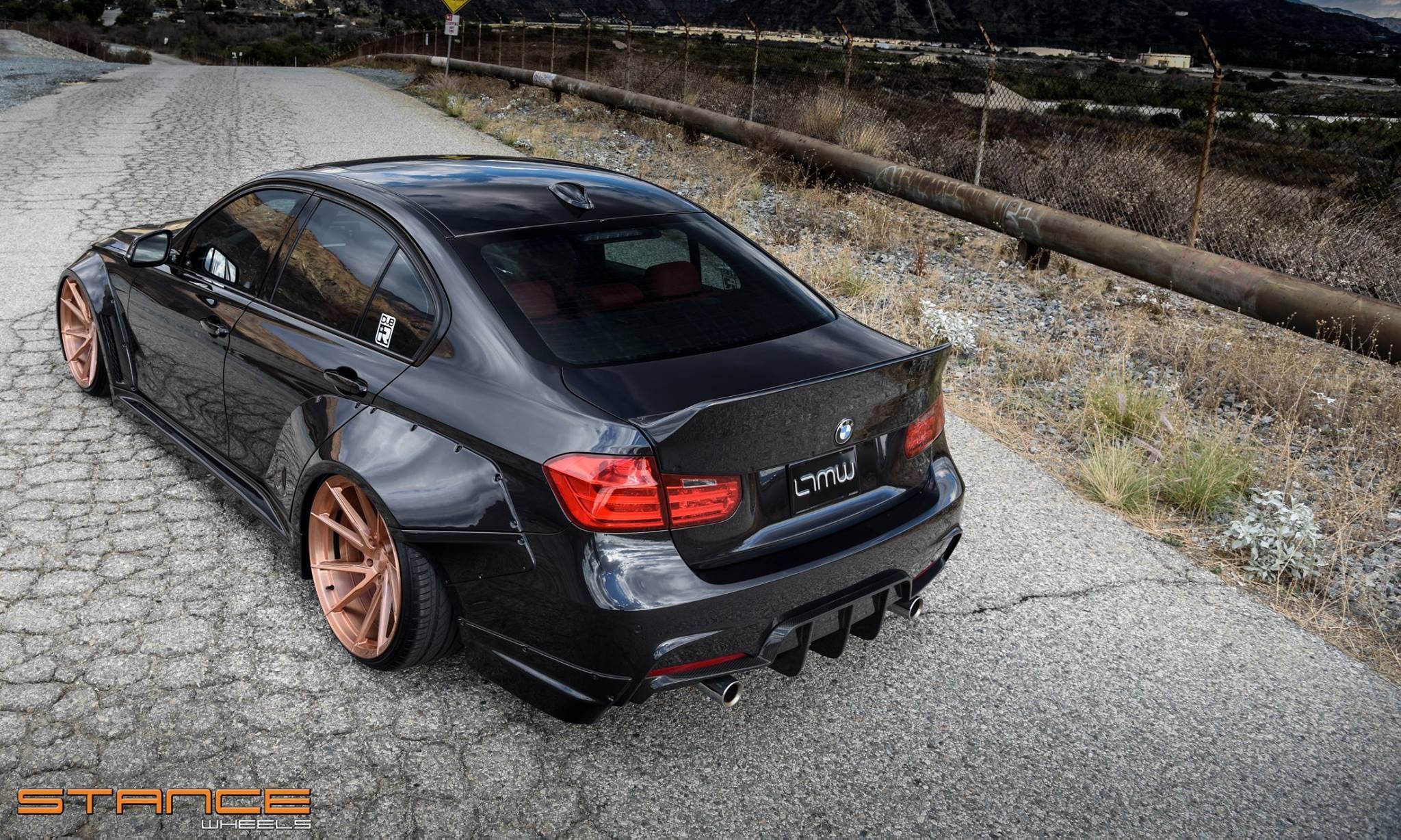 Custom Rear Diffuser on Black Stanced BMW 3-Series - Photo by Clinched