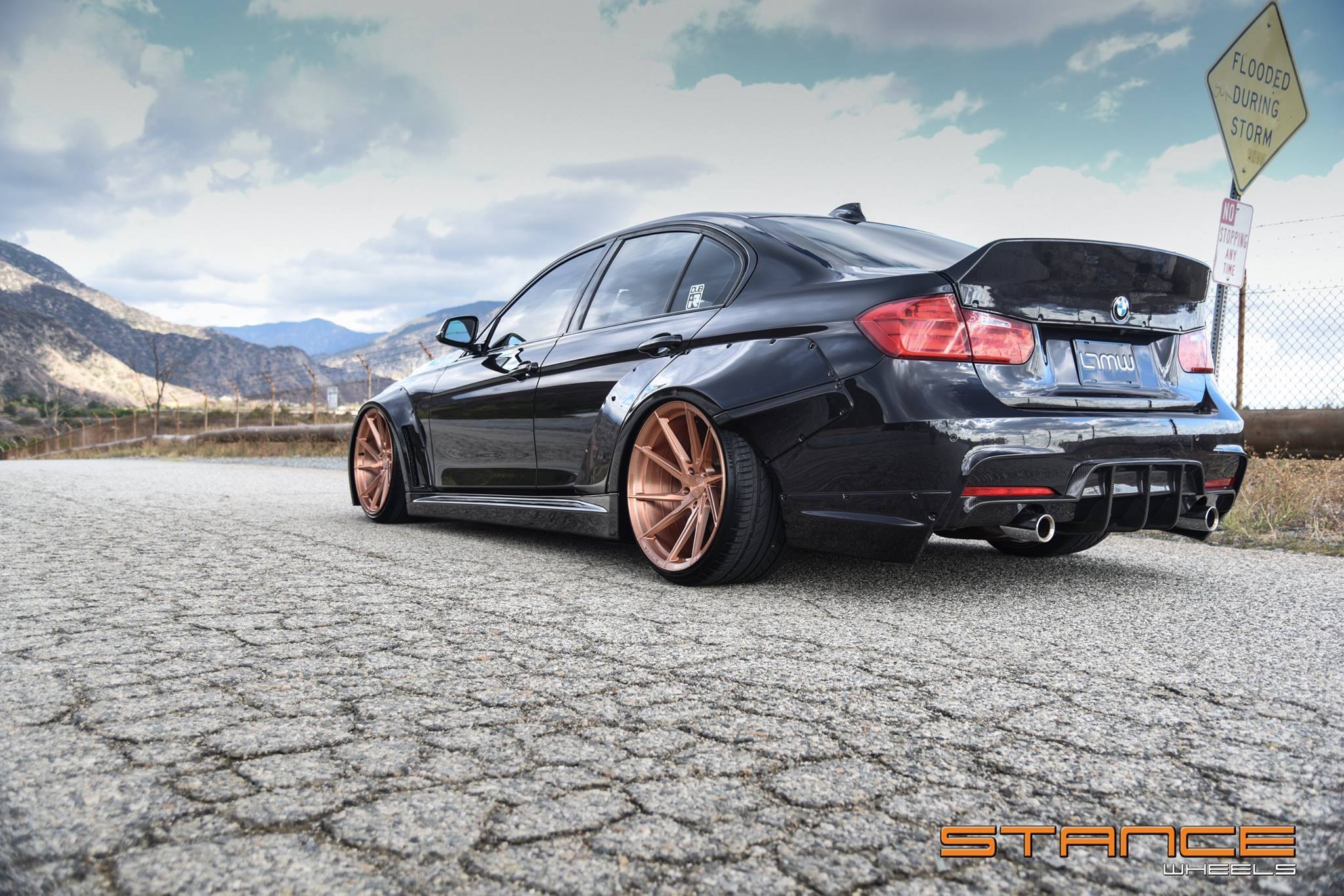 Custom Bronze Wheels on Black Stanced BMW 3-Series - Photo by Clinched