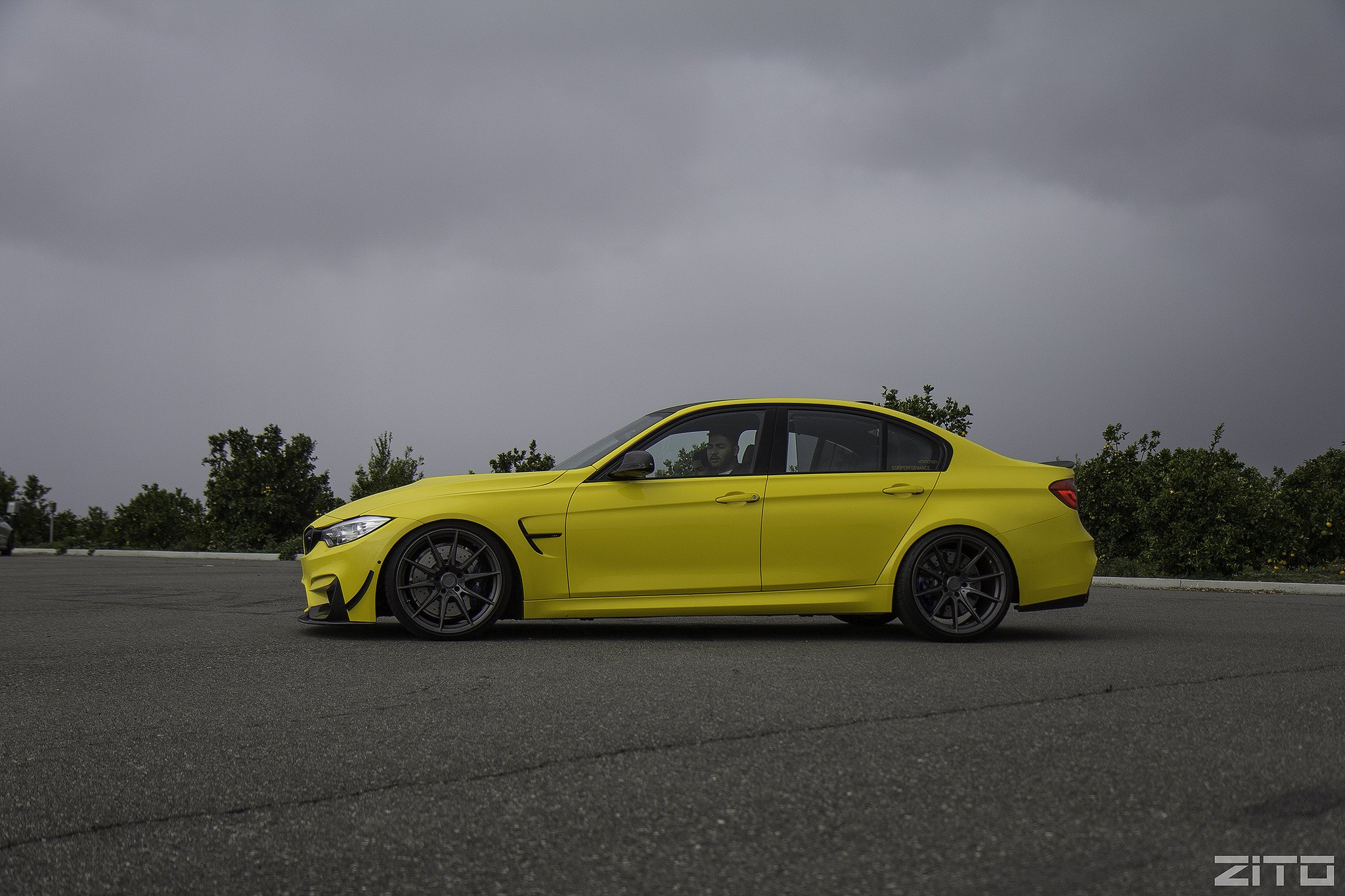 Custom Yellow BMW 3-Series Side Skirts - Photo by Zito Wheels