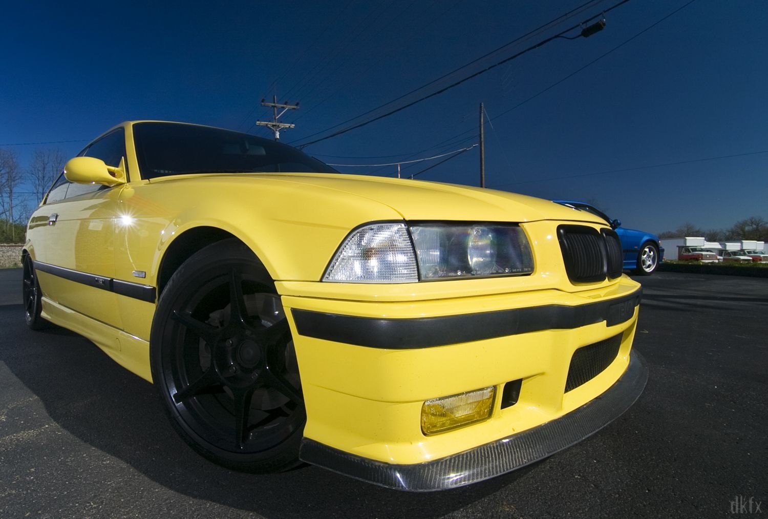Carbon Fiber Front Lip on Yellow BMW 3-Series - Photo by dan kinzie