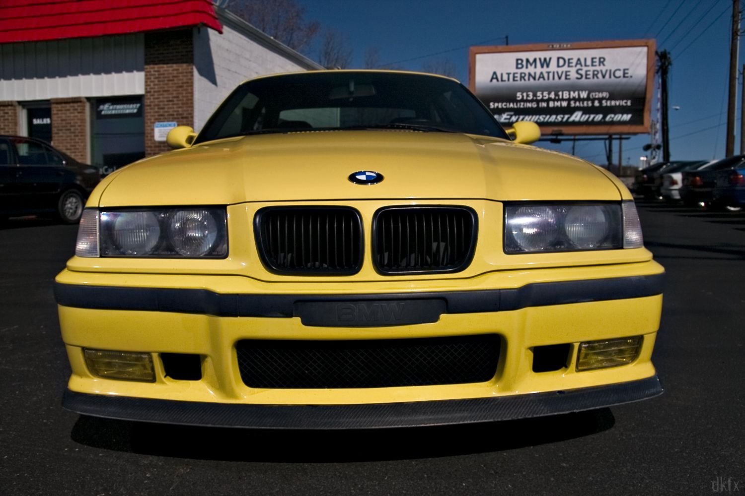 Front Bumper with Fog Lights on Yellow BMW 3-Series - Photo by dan kinzie