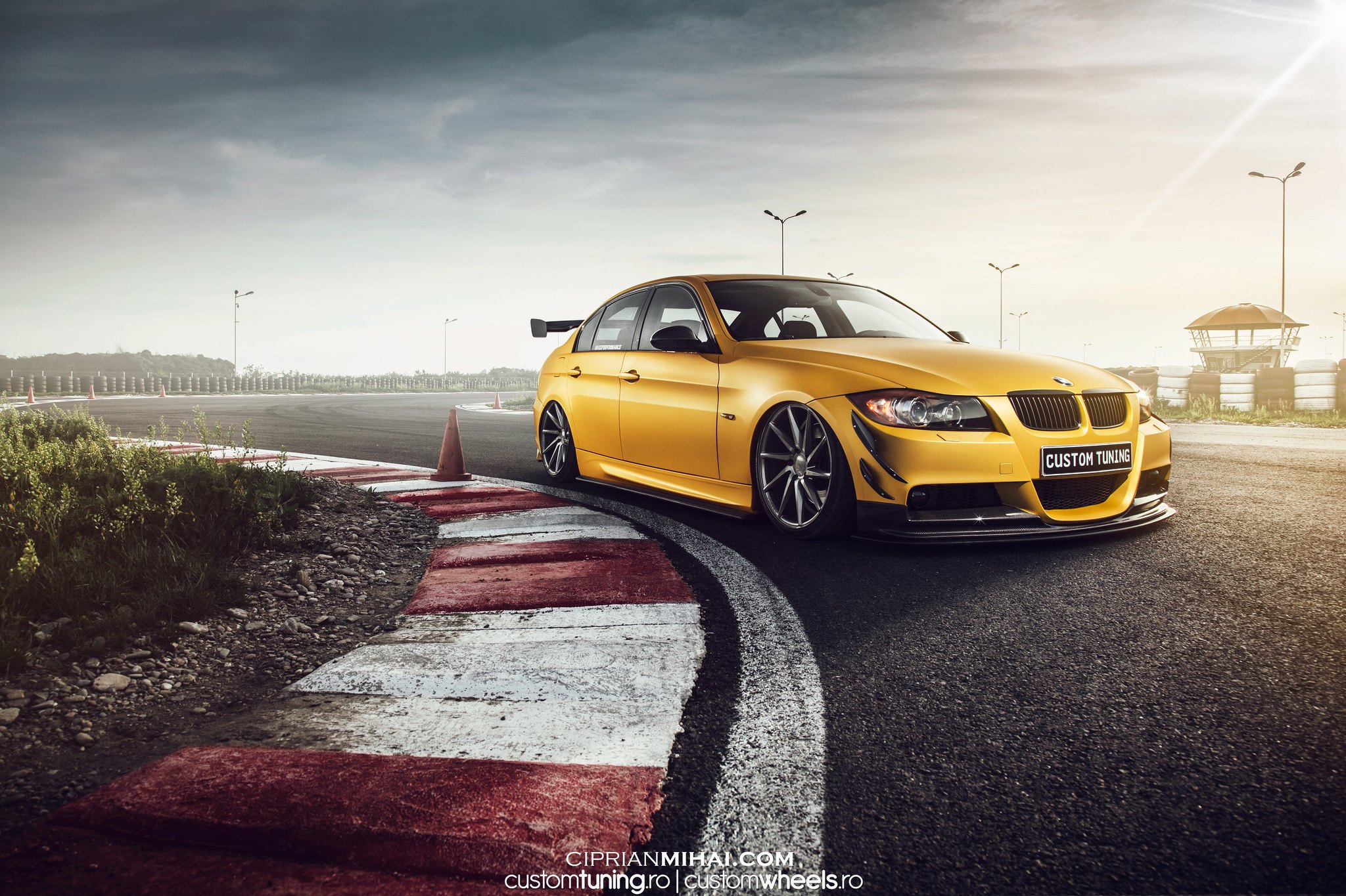 Yellow BMW 3-Series with Carbon Fiber Front Lip - Photo by Ciprian Mihai