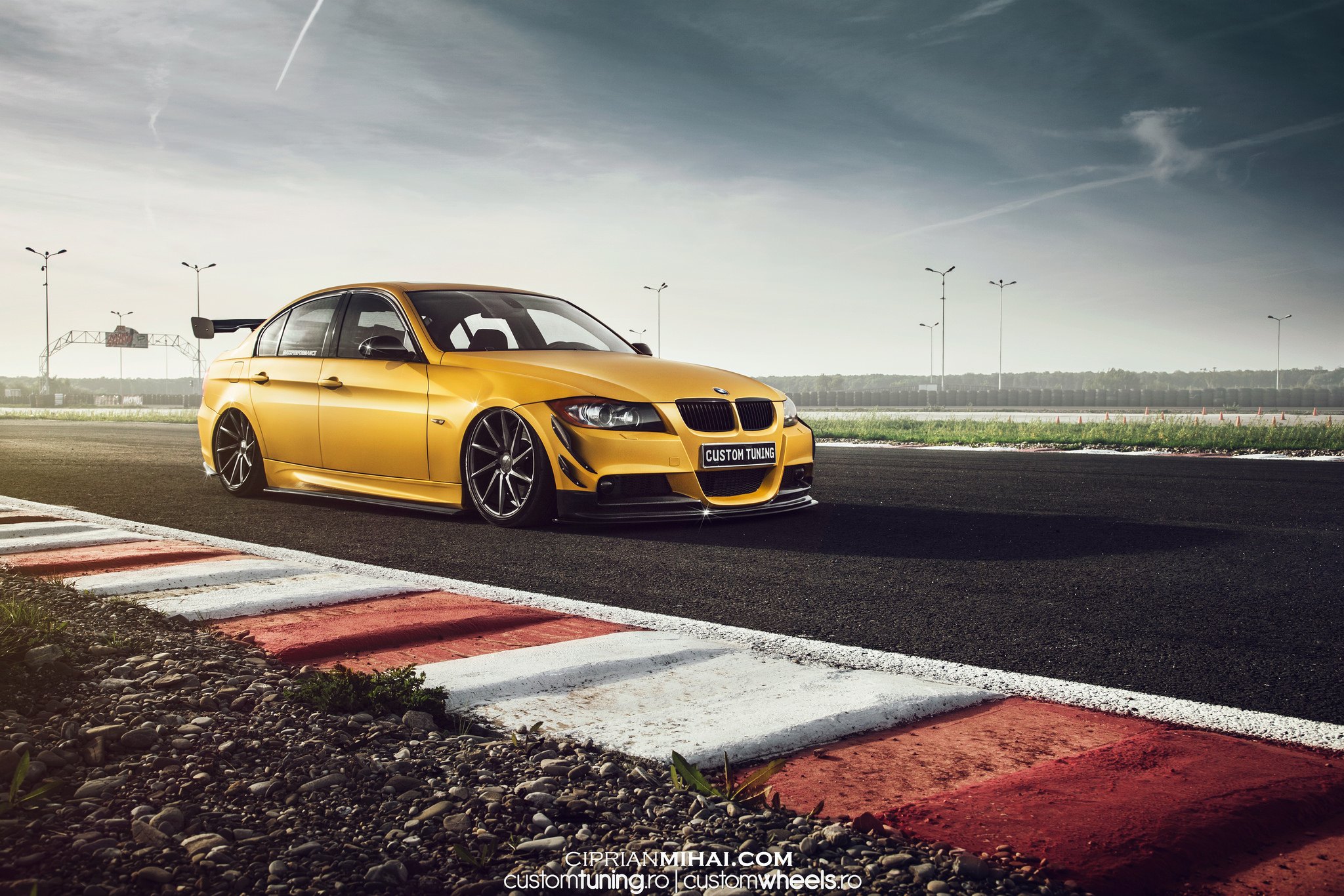 Carbon Fiber Side Skirts on Yellow BMW 3-Series - Photo by Ciprian Mihai