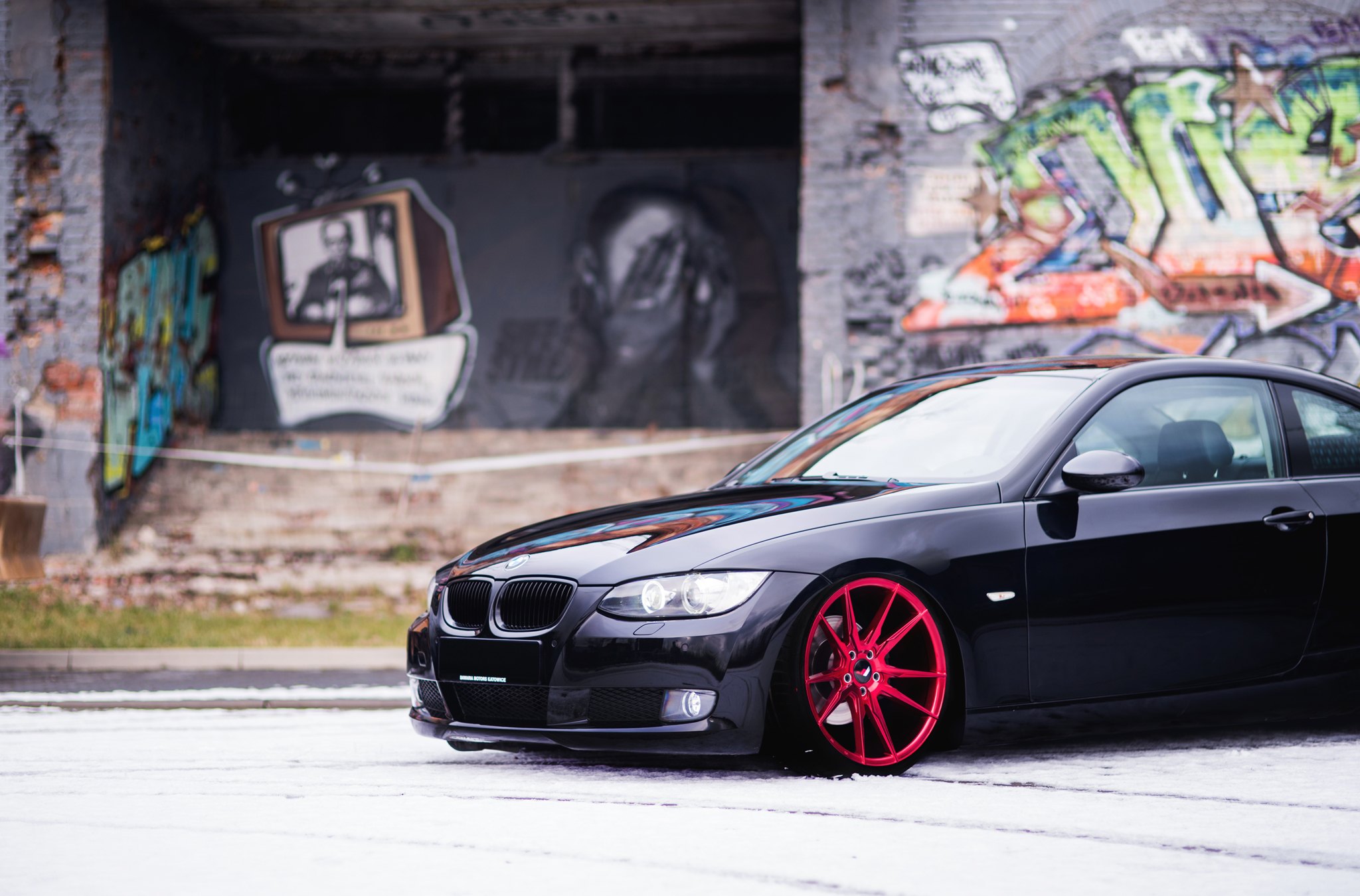Black BMW 3-Series with Custom Front Bumper - Photo by JR Wheels