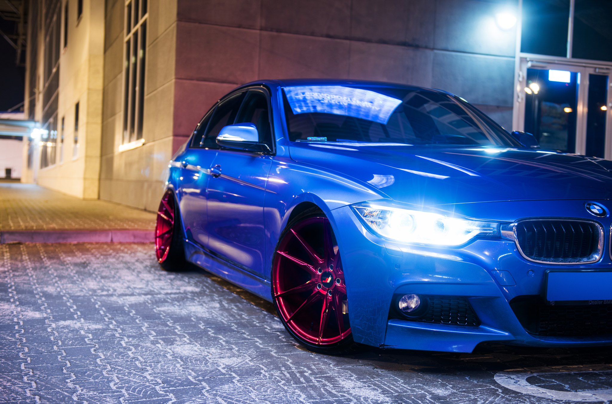 Blue BMW 3-Series with Crystal Clear Halo Headlights - Photo by JR Wheels