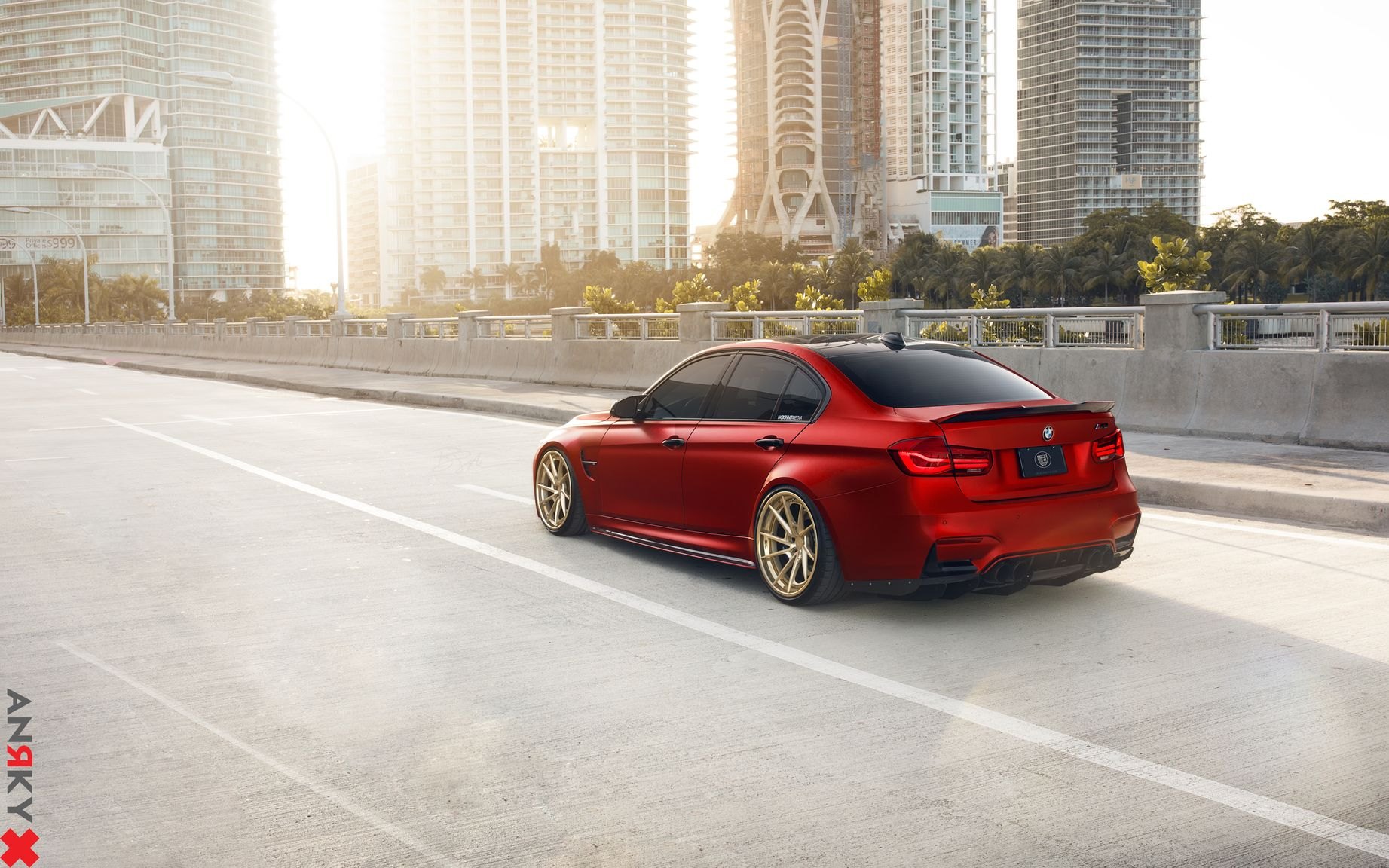Custom Style Rear Spoiler on Red BMW 3-Series - Photo by Anrky Wheels