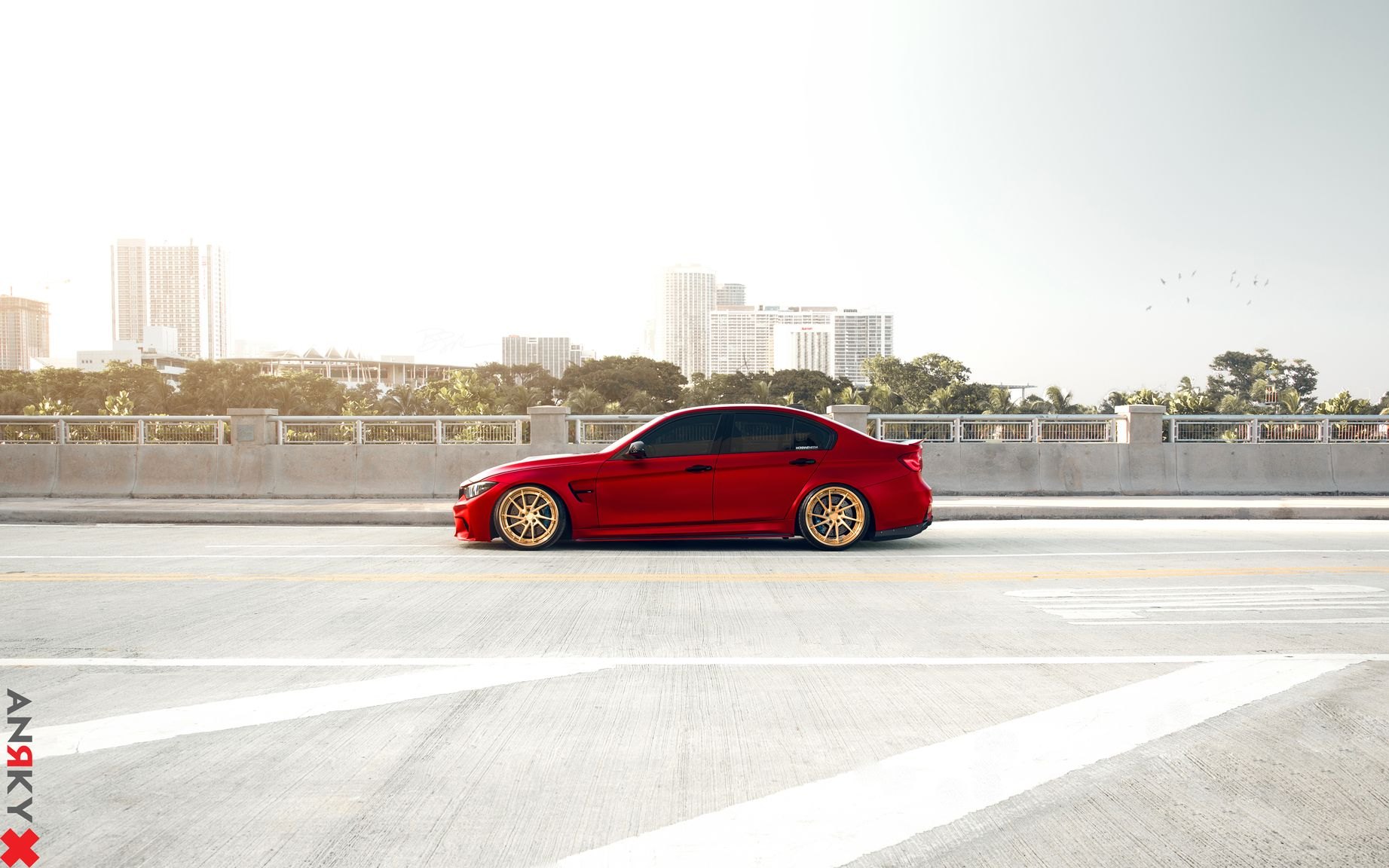 Custom Red BMW 3-Series Side Skirts - Photo by Anrky Wheels
