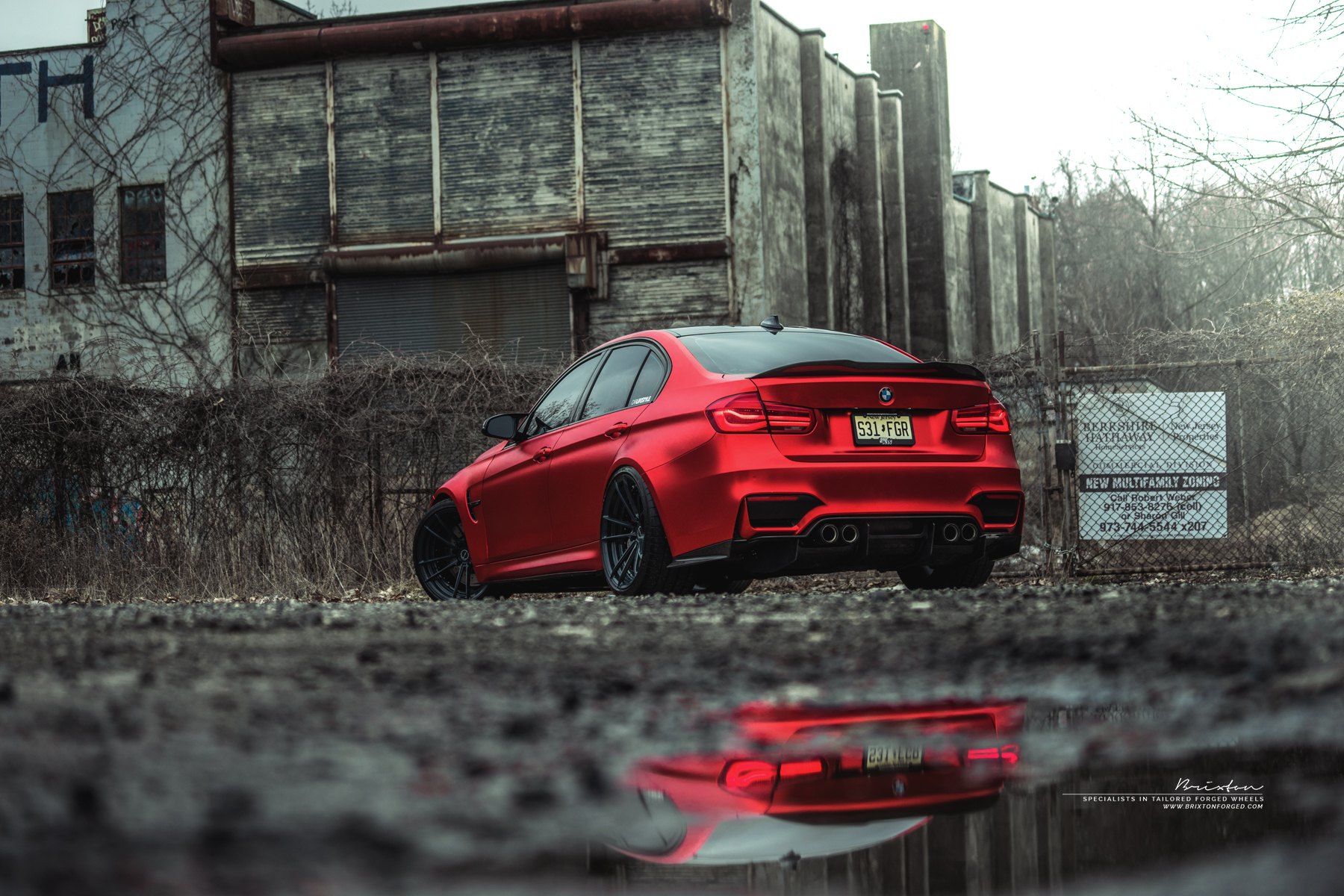 Red BMW 3-Series with Custom Style Rear Spoiler - Photo by Brixton Forged Wheels