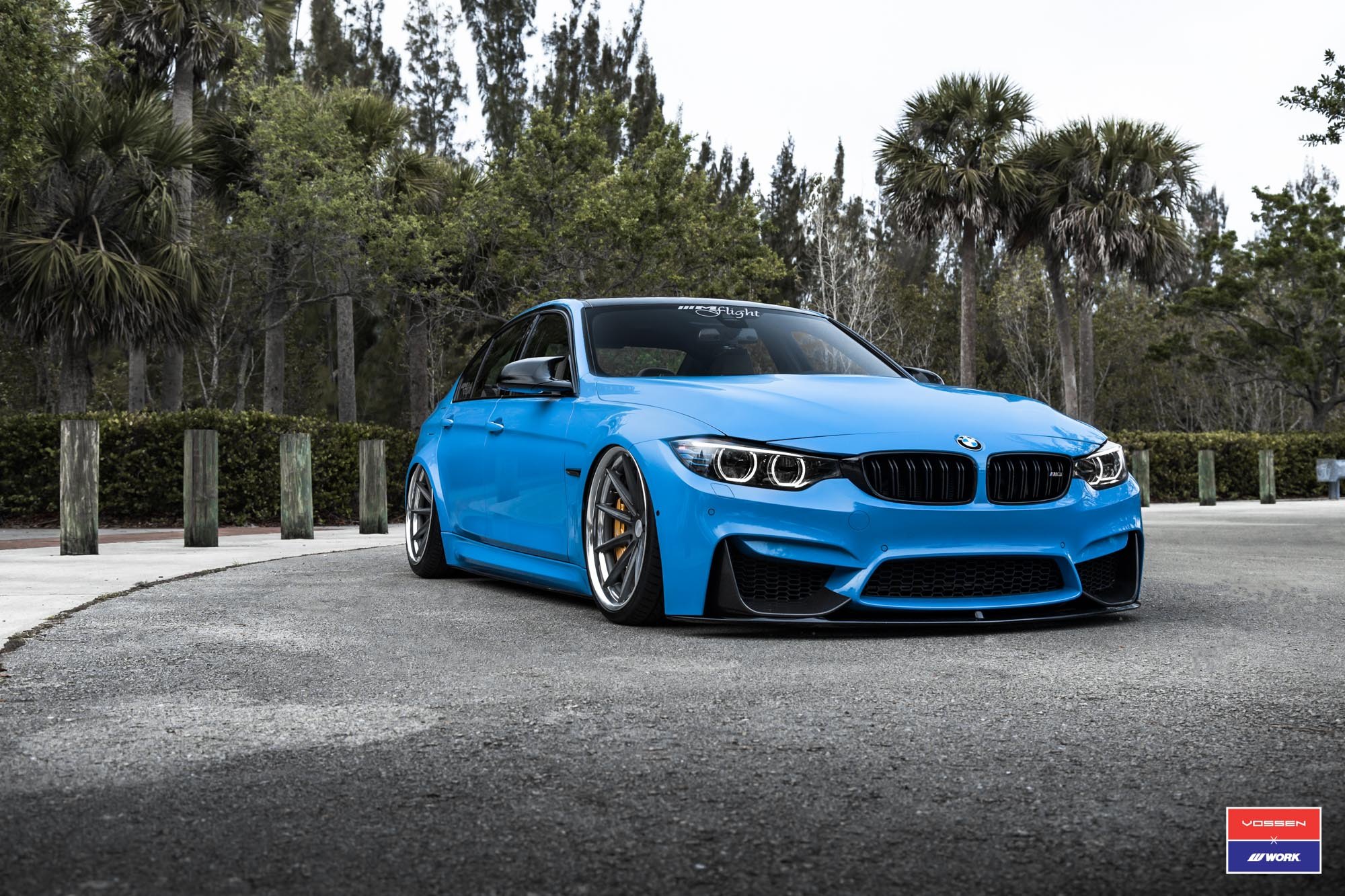 Blue BMW 3-Series with Carbon Fiber Front Lip - Photo by Vossen