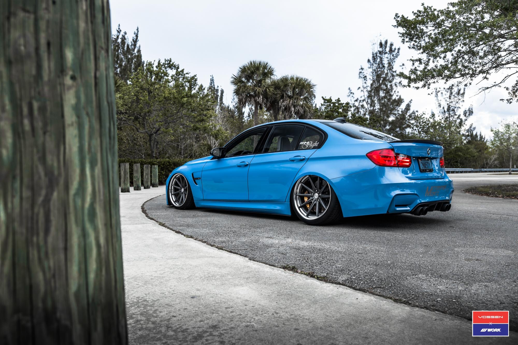 Aftermarket Side Skirts on Blue BMW 3-Series - Photo by Vossen