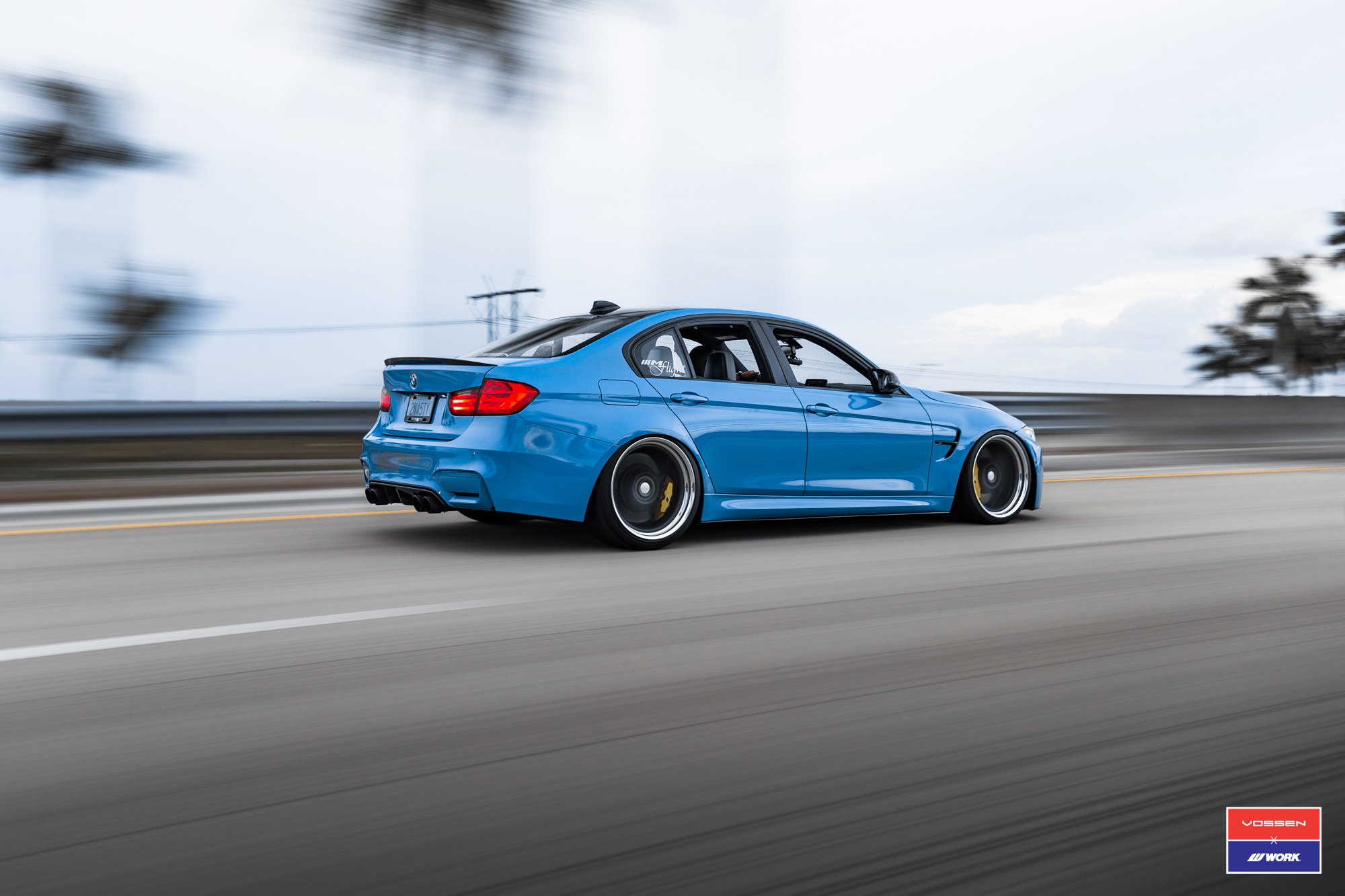 Blue BMW 3-Series with Black Rear Lip Spoiler - Photo by Vossen