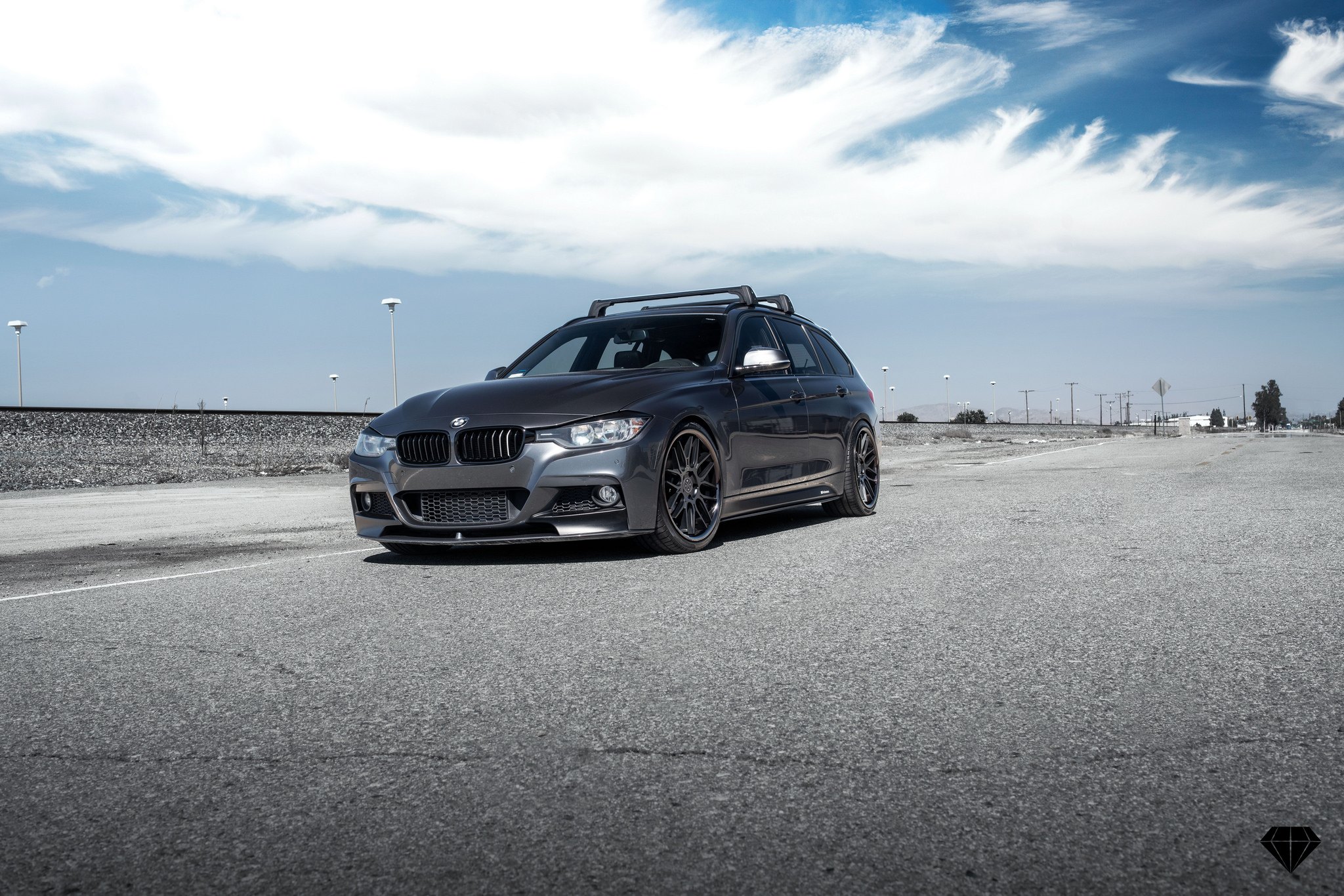 Gray BMW 3-Series with Custom Halo Headlights - Photo by Blaque Diamond Wheels