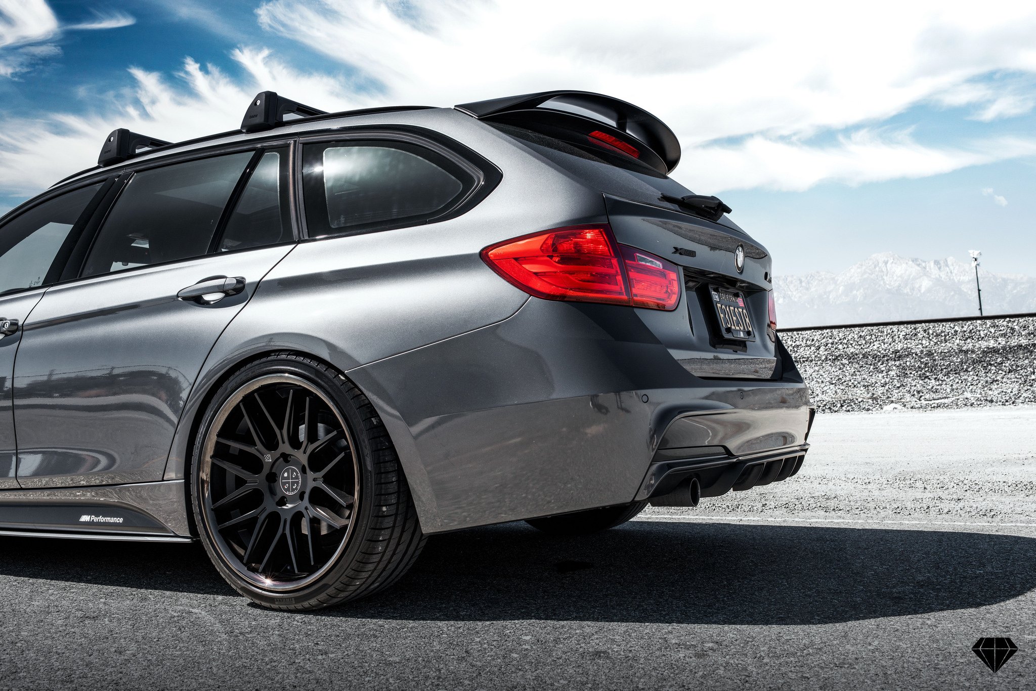 Aftermarket Rear Diffuser on Gray BMW 3-Series - Photo by Blaque Diamond Wheels