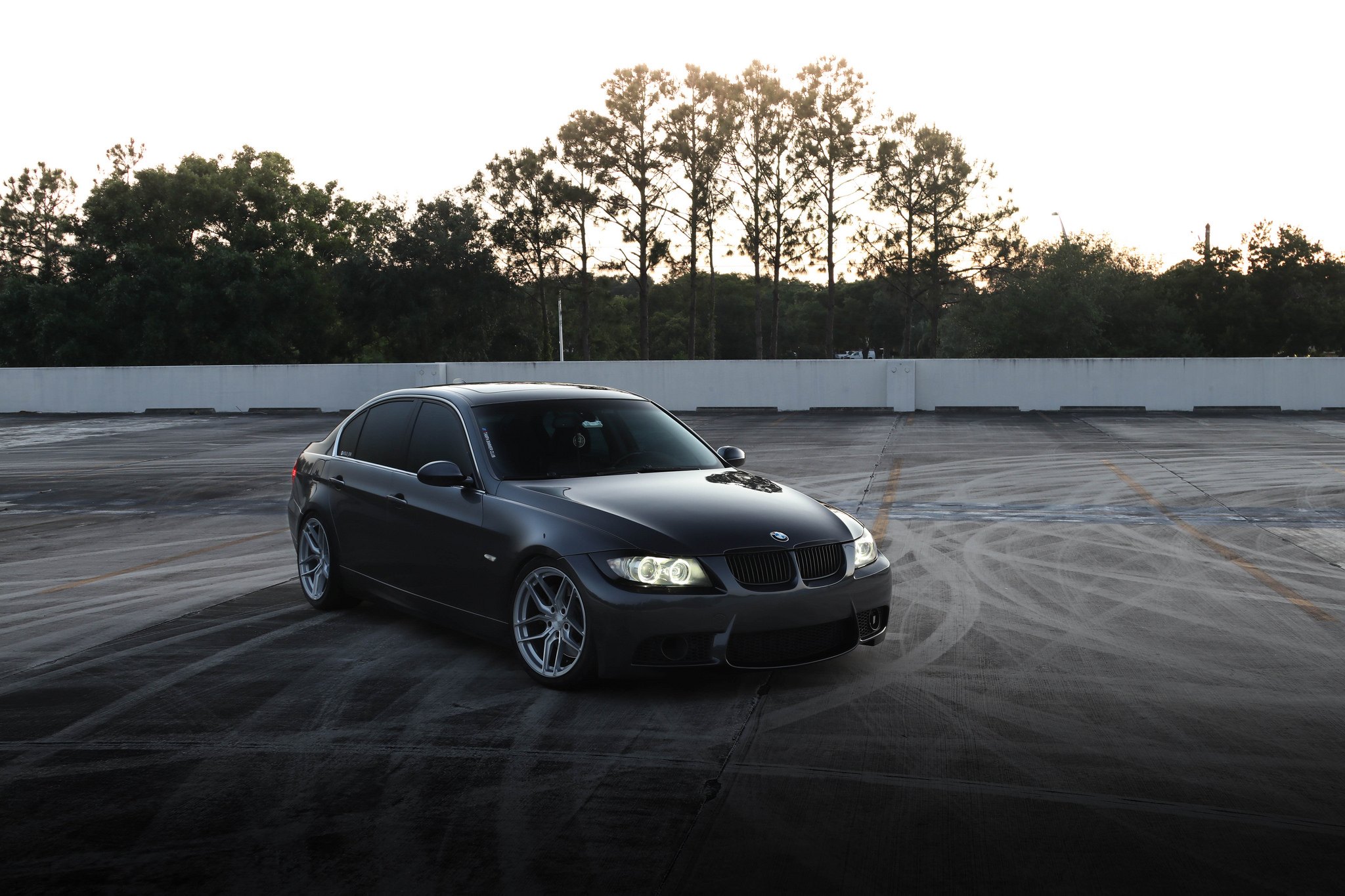 Gray BMW 3-Series with Crystal Clear Halo Headlights - Photo by VIBE Motorsports
