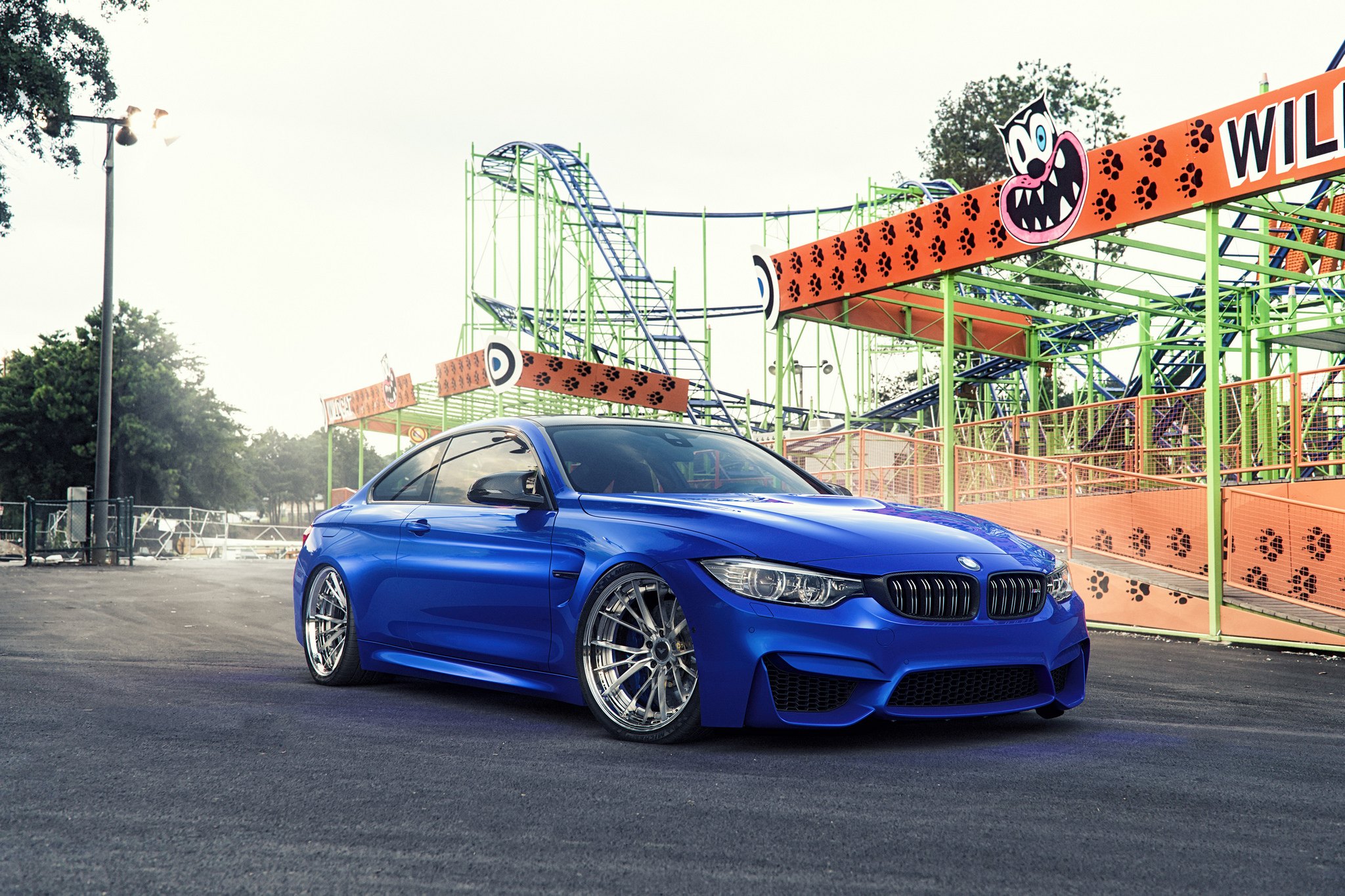 Blue BMW 3-Series with Carbon Fiber Side Mirrors - Photo by Vorsteiner