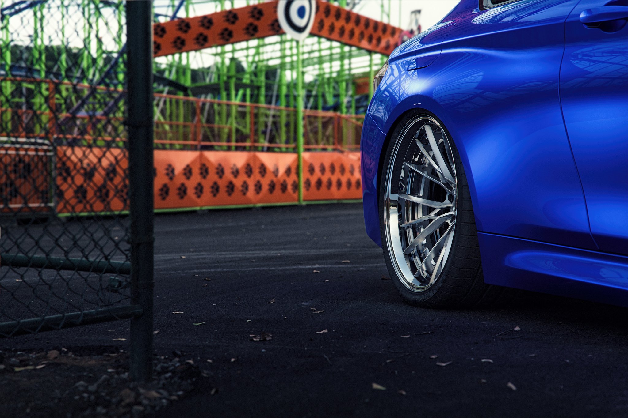 Blue BMW 3-Series with Chrome Vorsteiner Wheels - Photo by Vorsteiner