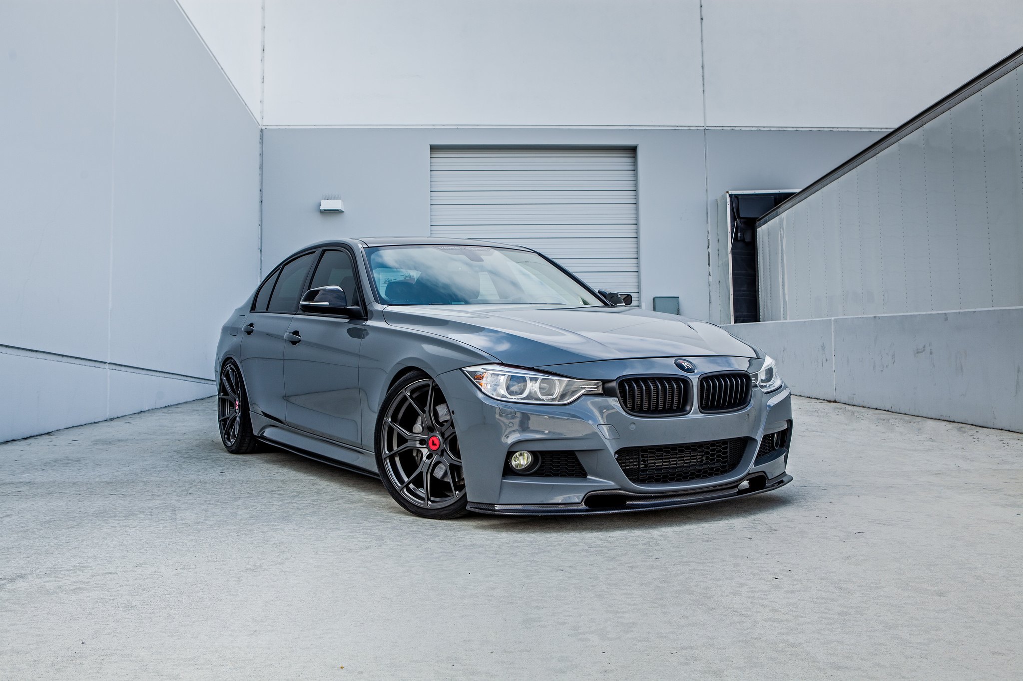 Gray BMW 3-Series with Carbon Fiber Front Bumper Lip - Photo by Vorsteiner
