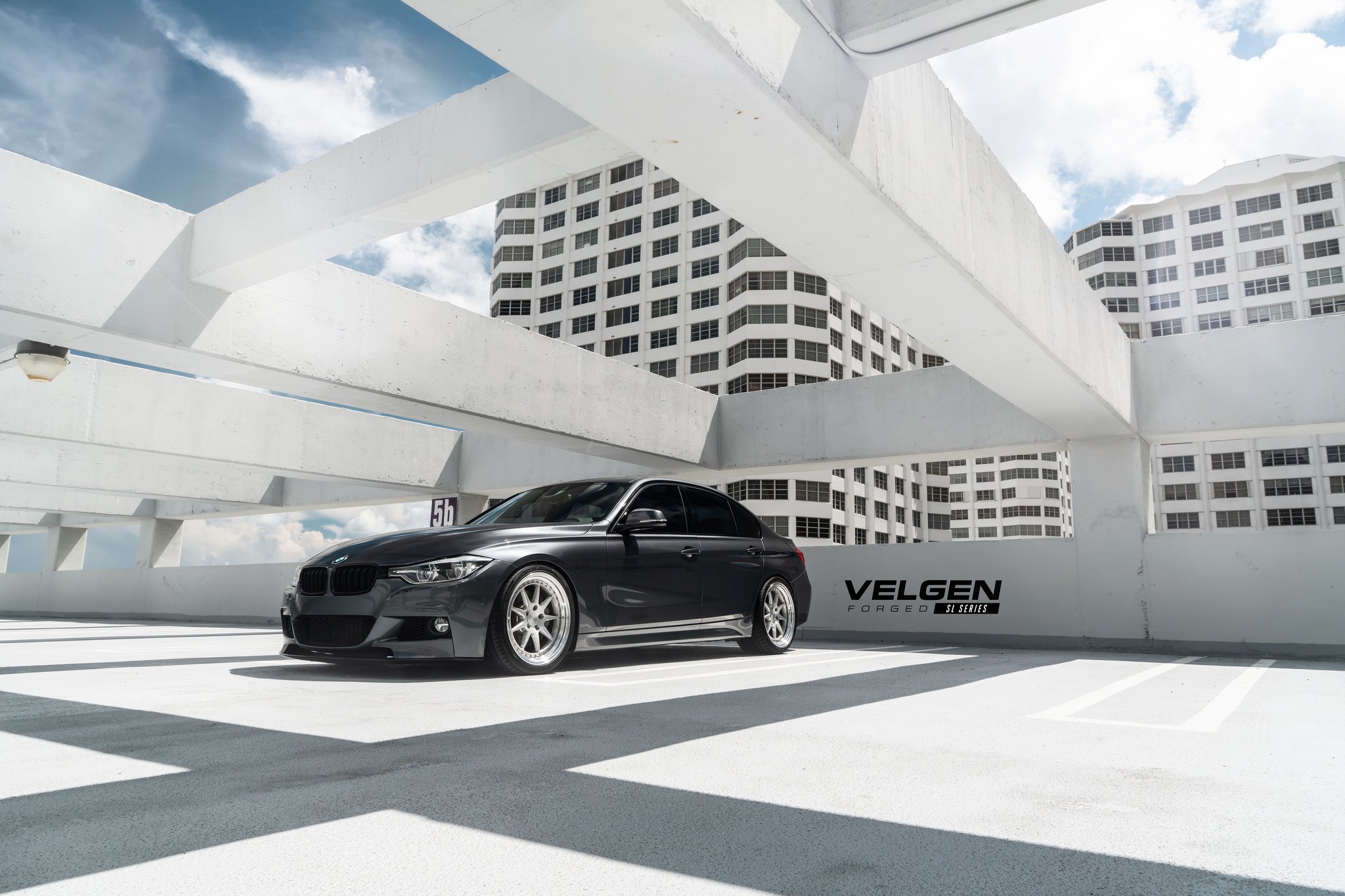 Gray BMW 3- Series with Dark Smoke Headlights - Photo by Velgen Wheels