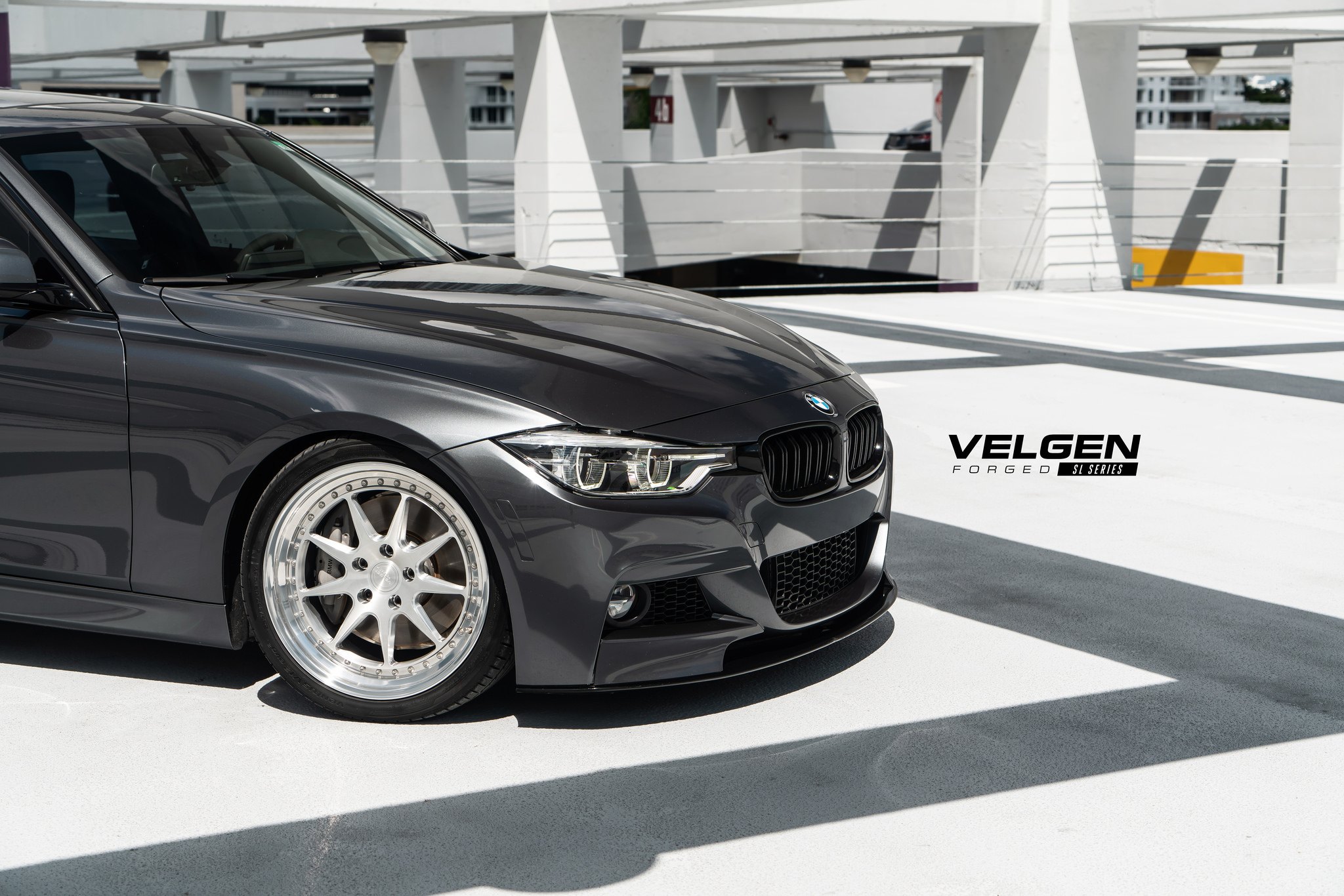 Gray BMW 3- Series with Custom Front Bumper Lip - Photo by Velgen Wheels