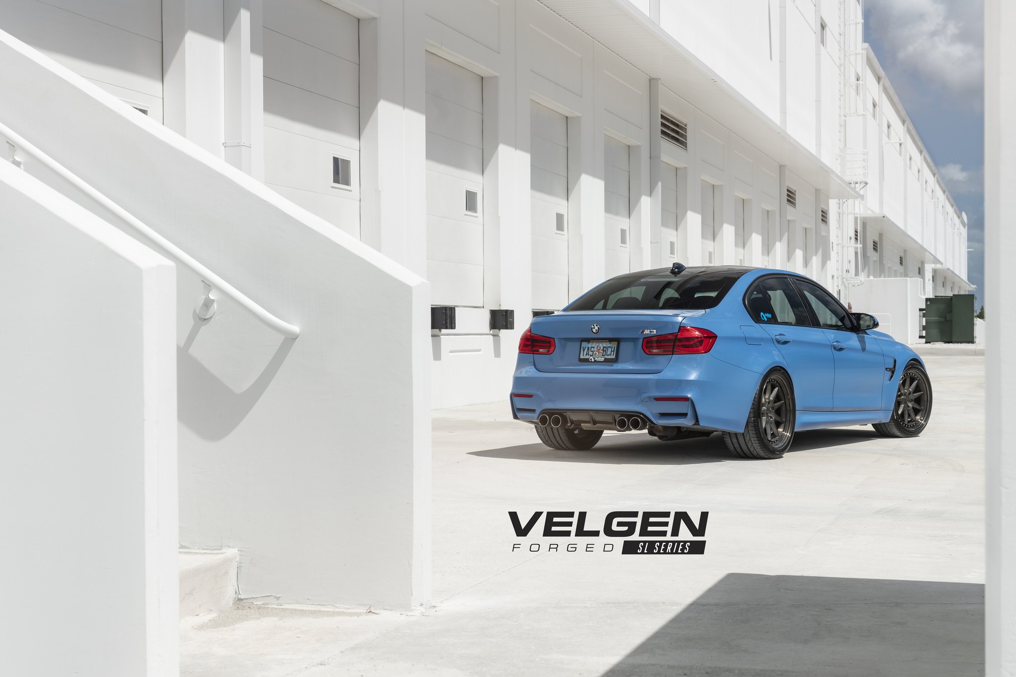 Red LED Taillights on Blue BMW 3-Series - Photo by Velgen Wheels