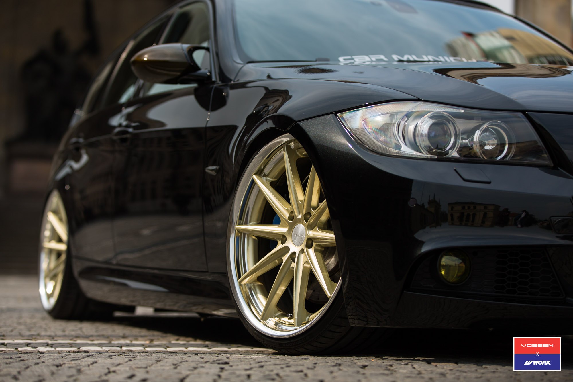 Black BMW 3-Series with Custom Vossen Gold Rims - Photo by Vossen
