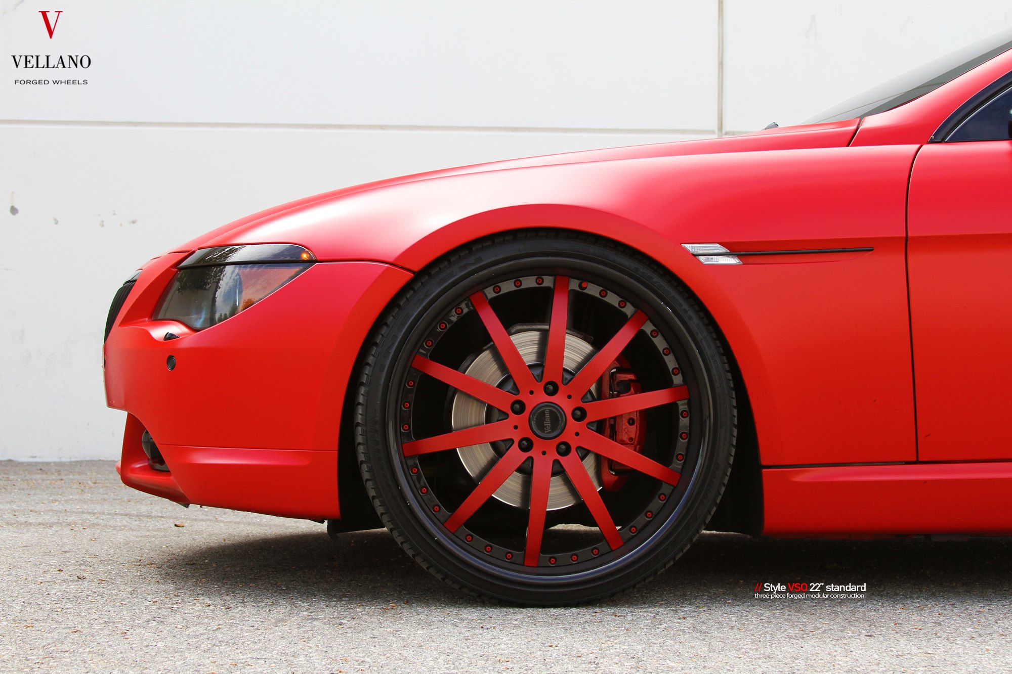 Dark Smoke Headlights on Red Matte BMW 6-Series - Photo by Vellano