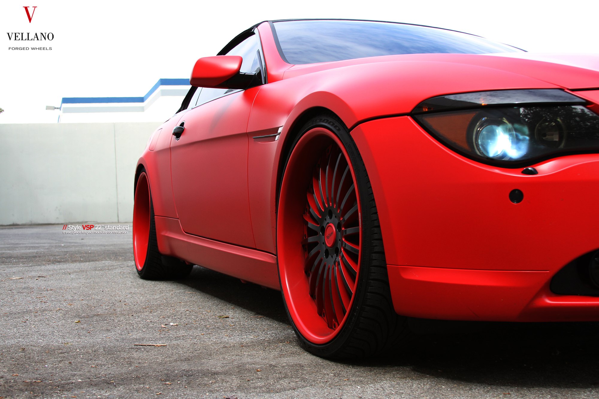 Aftermarket Side Skirts on Red Matte BMW 6-Series - Photo by Vellano