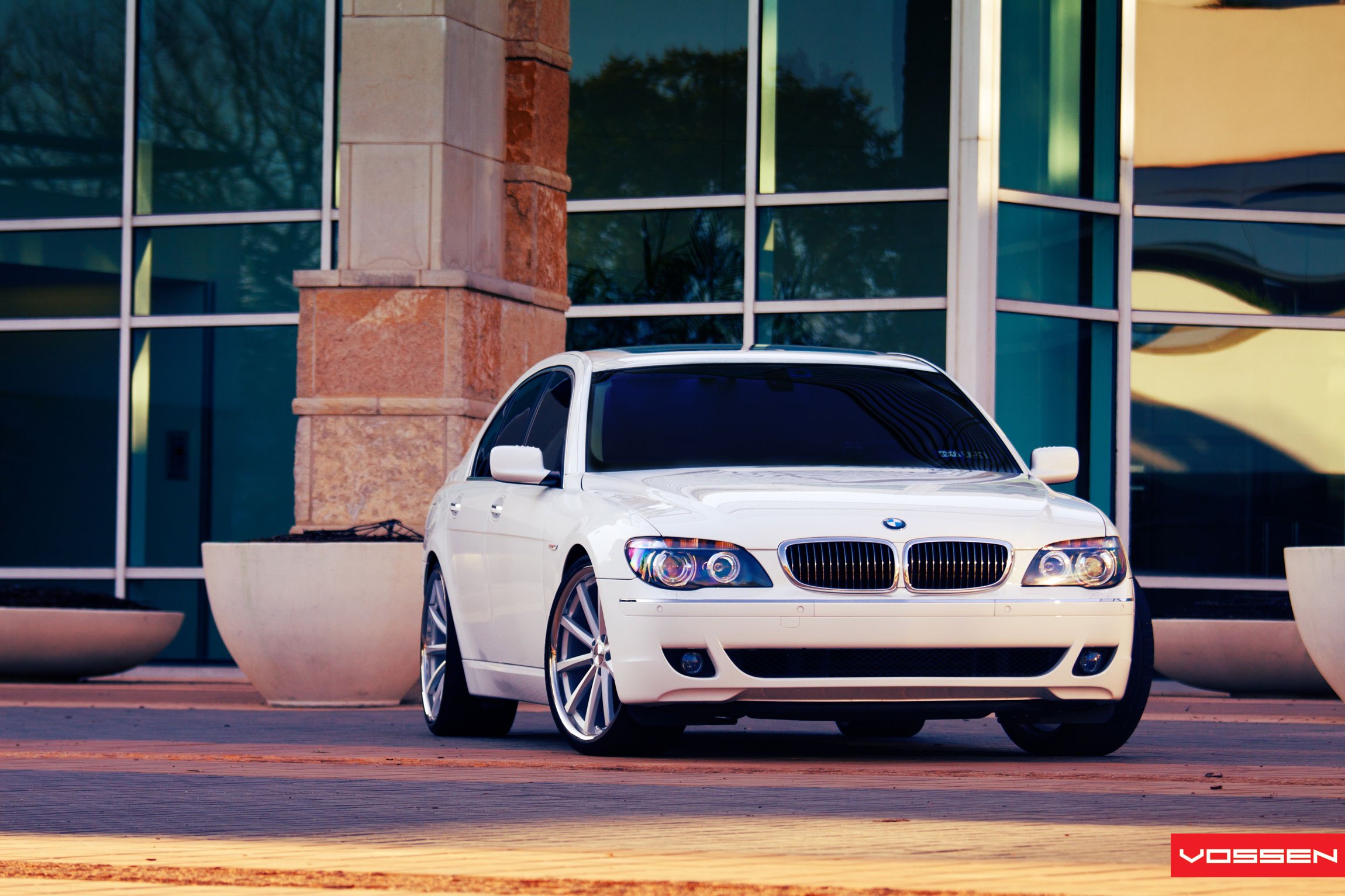 White BMW 7-Series with Chrome Grille  - Photo by Vossen