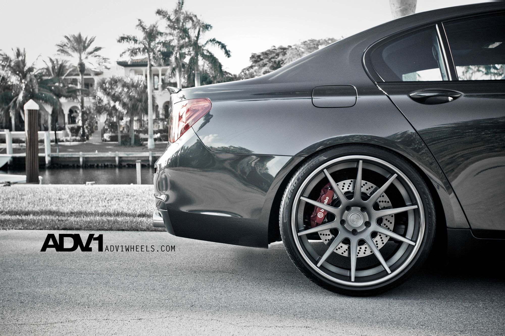 Black BMW 7-Series with Polished Gunmetal ADV1 Wheels - Photo by ADV.1