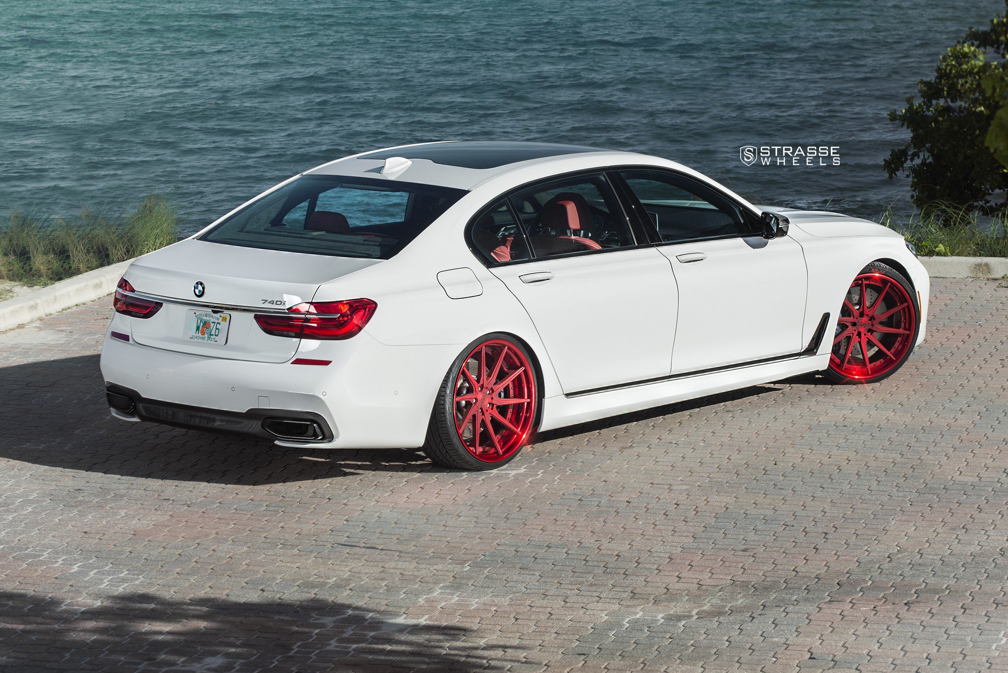 White BMW 7-Series with Red LED Taillights - Photo by Strasse Forged