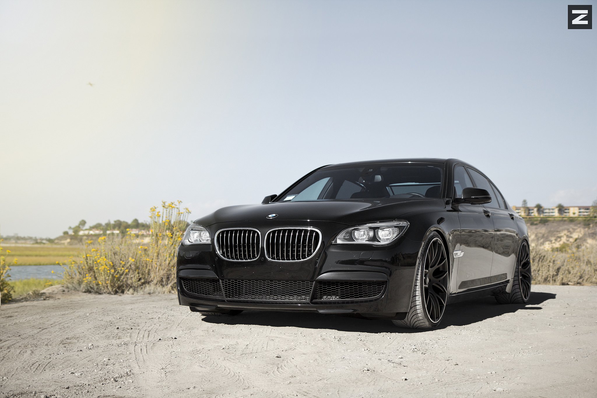 Black BMW 7-Series with Crystal Clear Headlights  - Photo by Zito Wheels