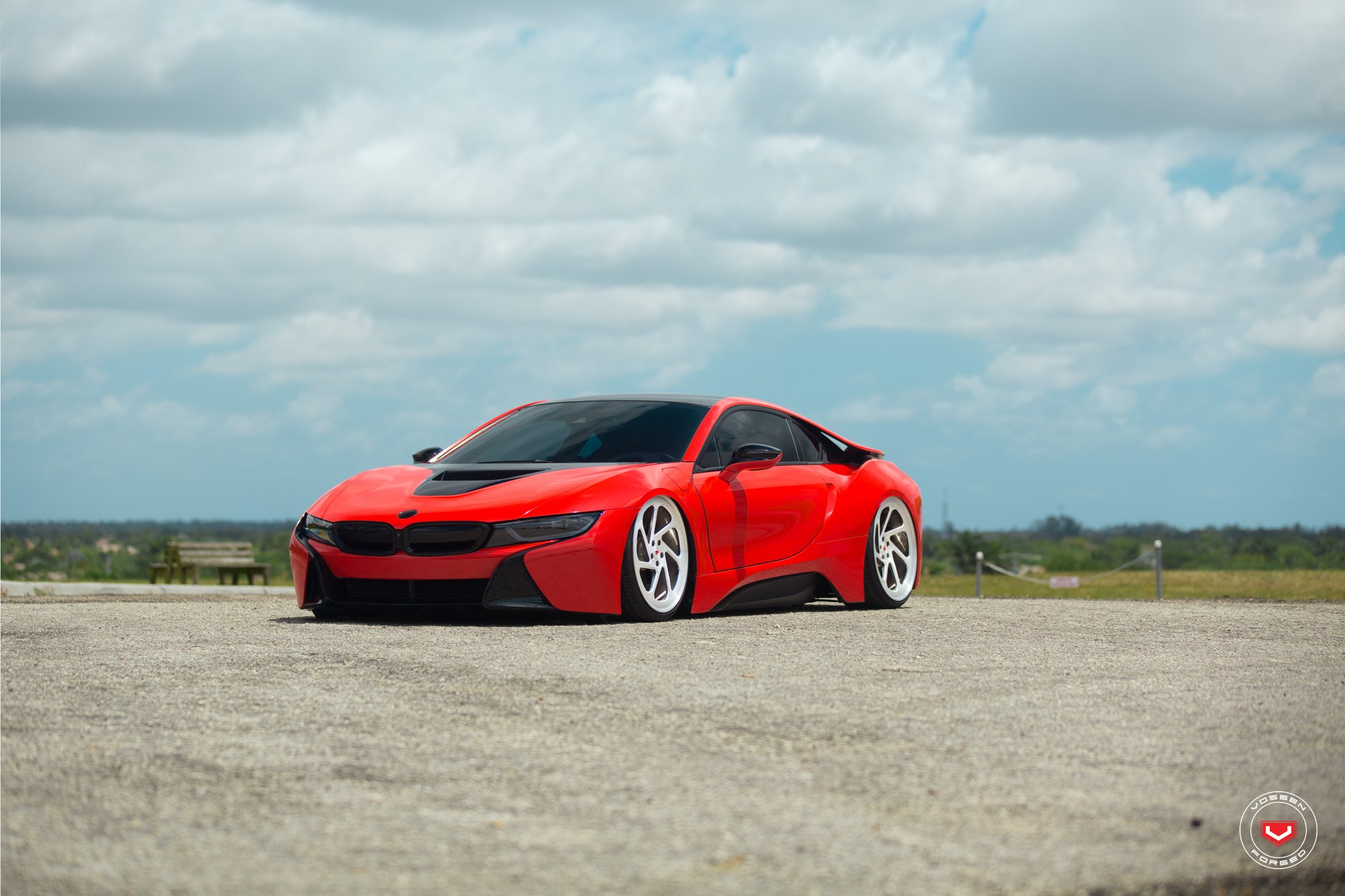 Red Shark Bmw i8 on Air Bags and Vossen Forged Wheels - Photo by Vossen