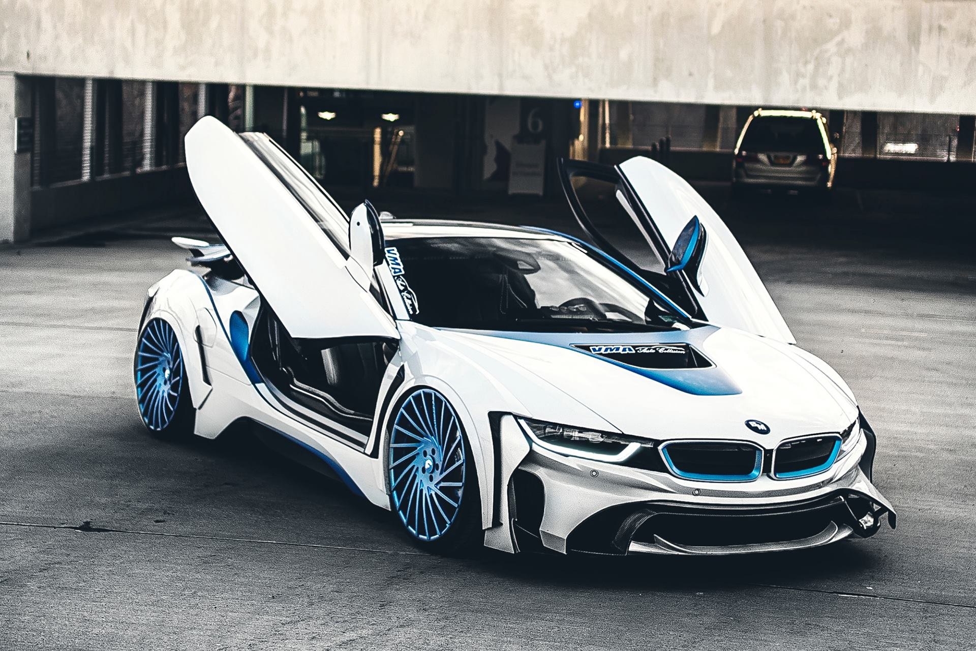 Custom White BMW i8 with Blue Accents - Photo by Forgiato