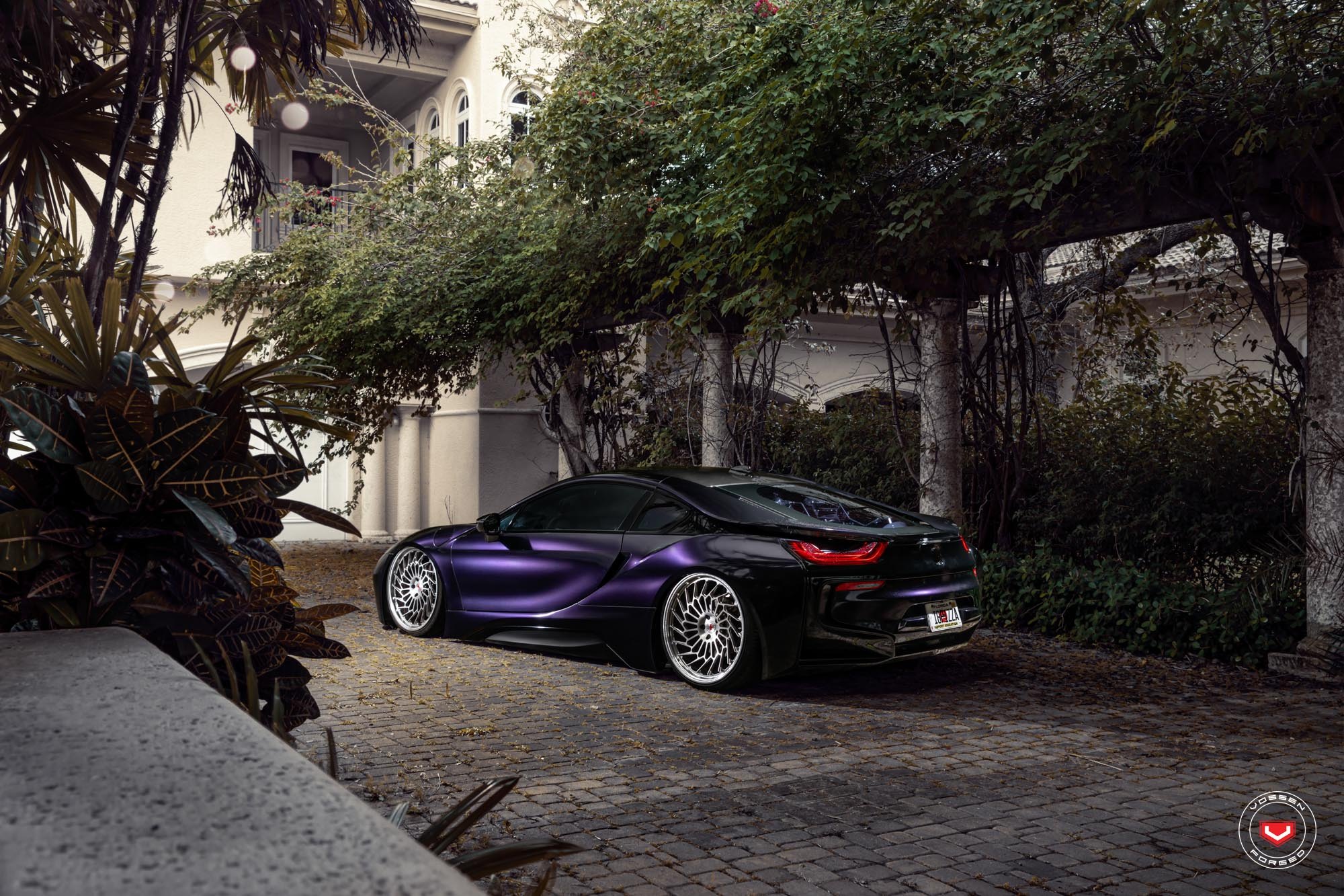 Red LED Taillights on Purple BMW i8 - Photo by Vossen
