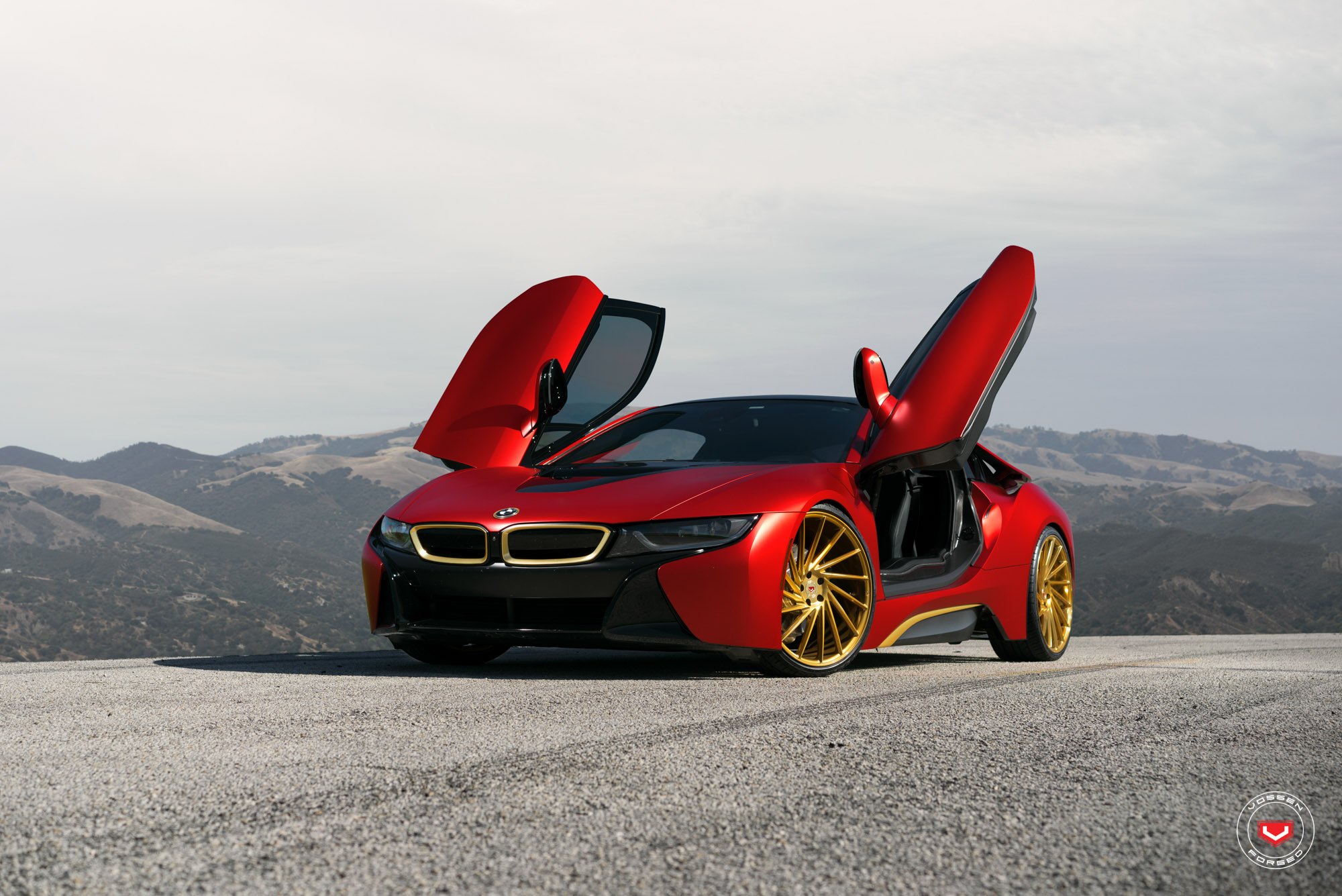 Red Godess - Beautiful Bmw i8 with Gold Accents - Photo by Vossen