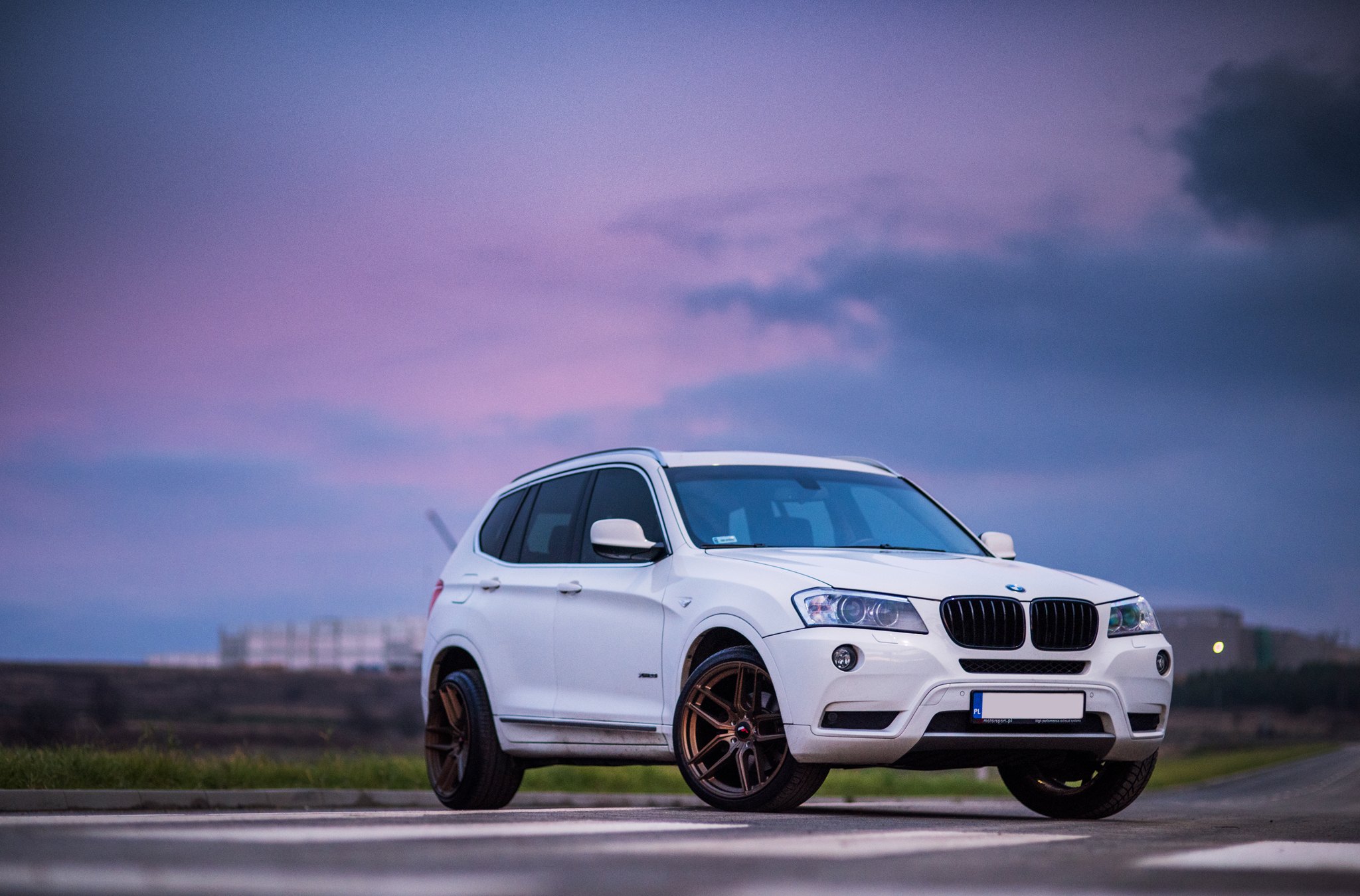 White BMW X3 with Custom Front Bumper - Photo by JR Wheels