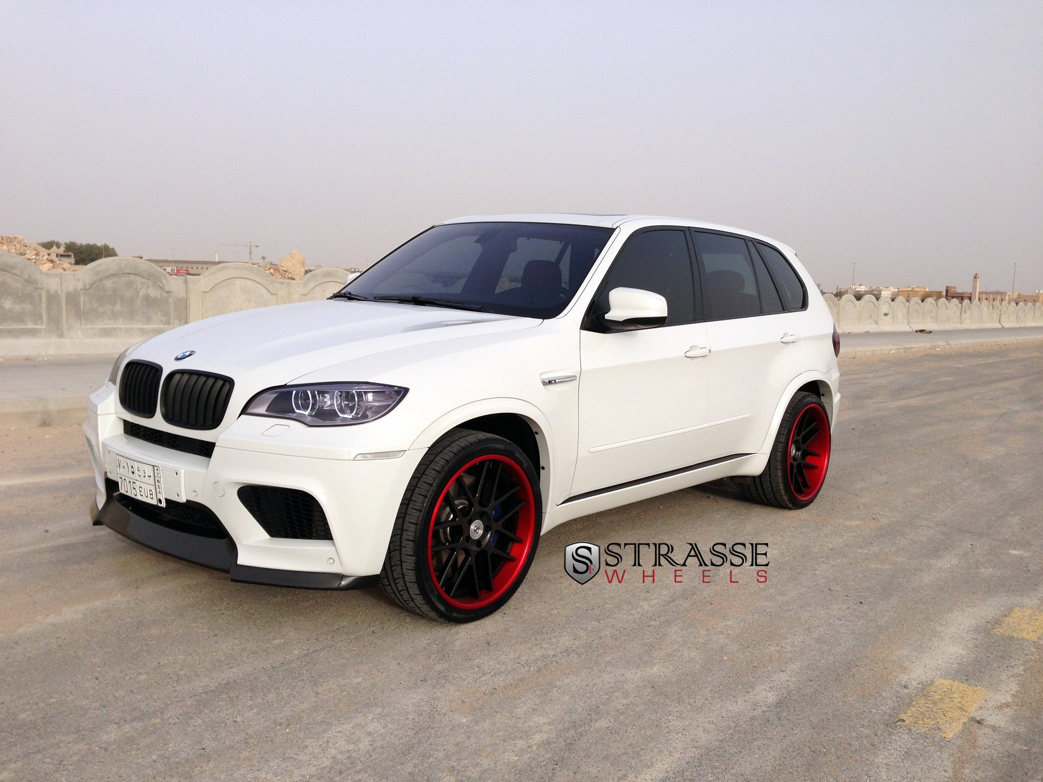 White BMW X5 with Custom Front Lip - Photo by Strasse Forged
