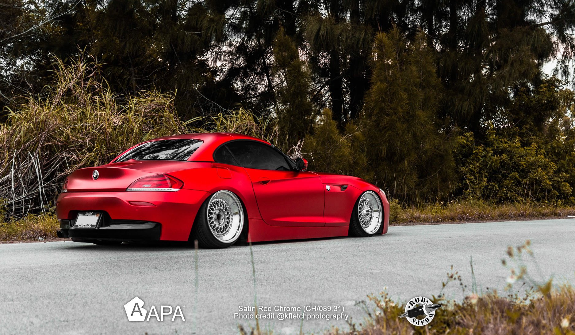 Aftermarket Rear Diffuser on Red Matte BMW Z4 - Photo by Apa America