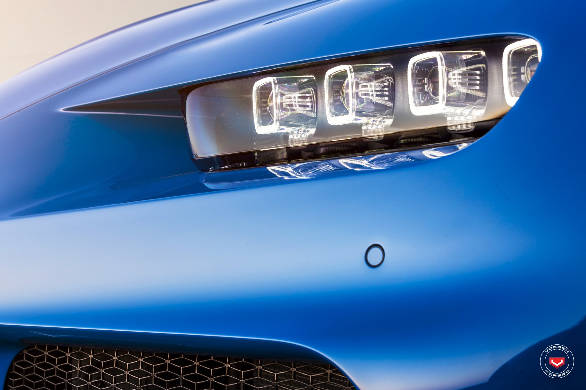 Blue Bugatti Chiron with Custom Headlights - Photo by Vossen
