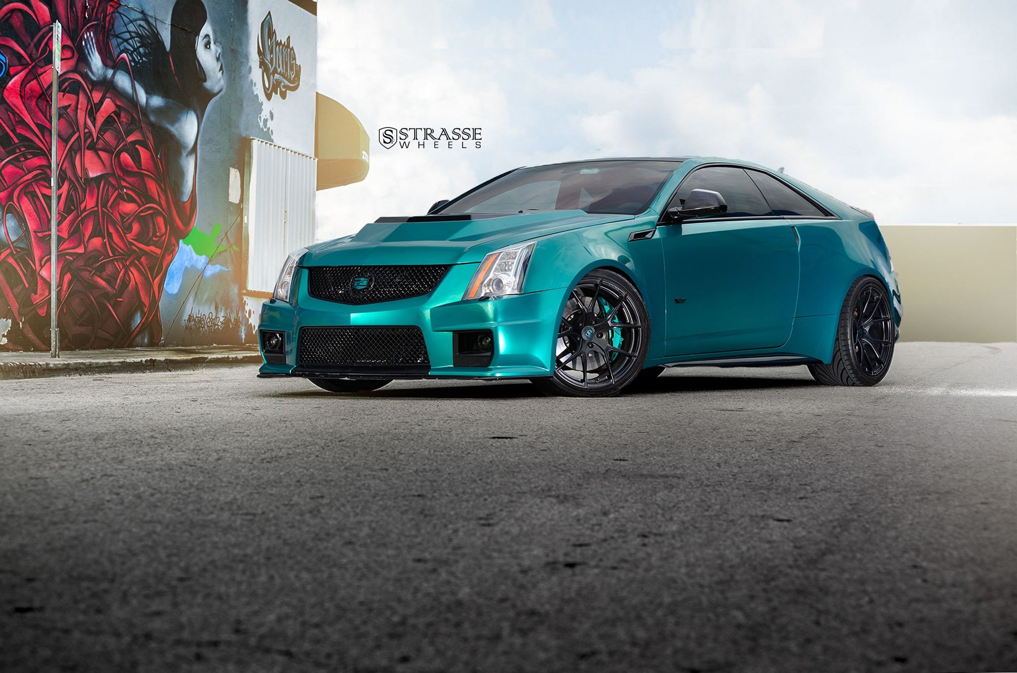 Green Cadillac CTS with Matte Black Strasse Rims - Photo by Strasse Forged