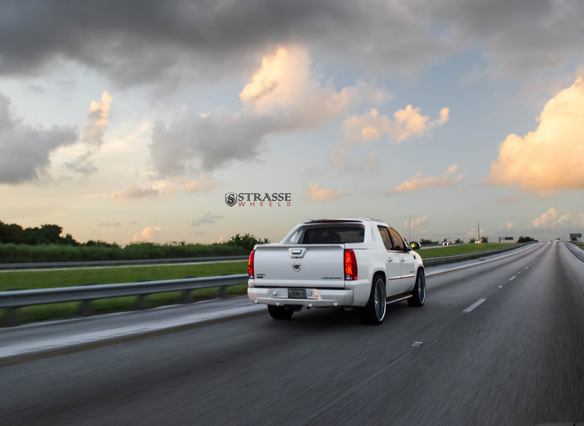 White Cadillac Escalade with Custom Rear Bumper - Photo by Strasse Forged