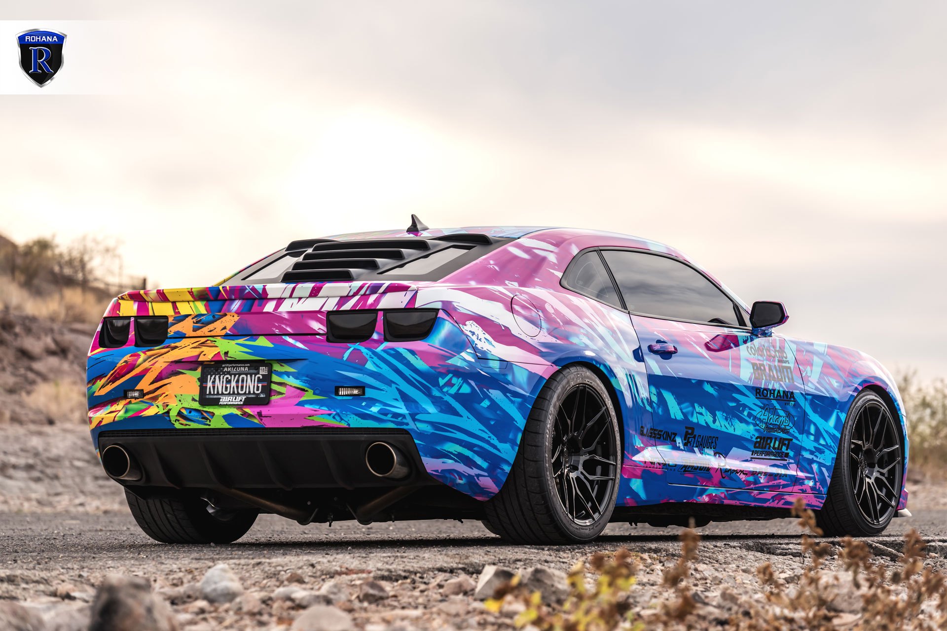 Aftermarket Rear Diffuser on Colorful Chevy Camaro - Photo by Rohana Wheels