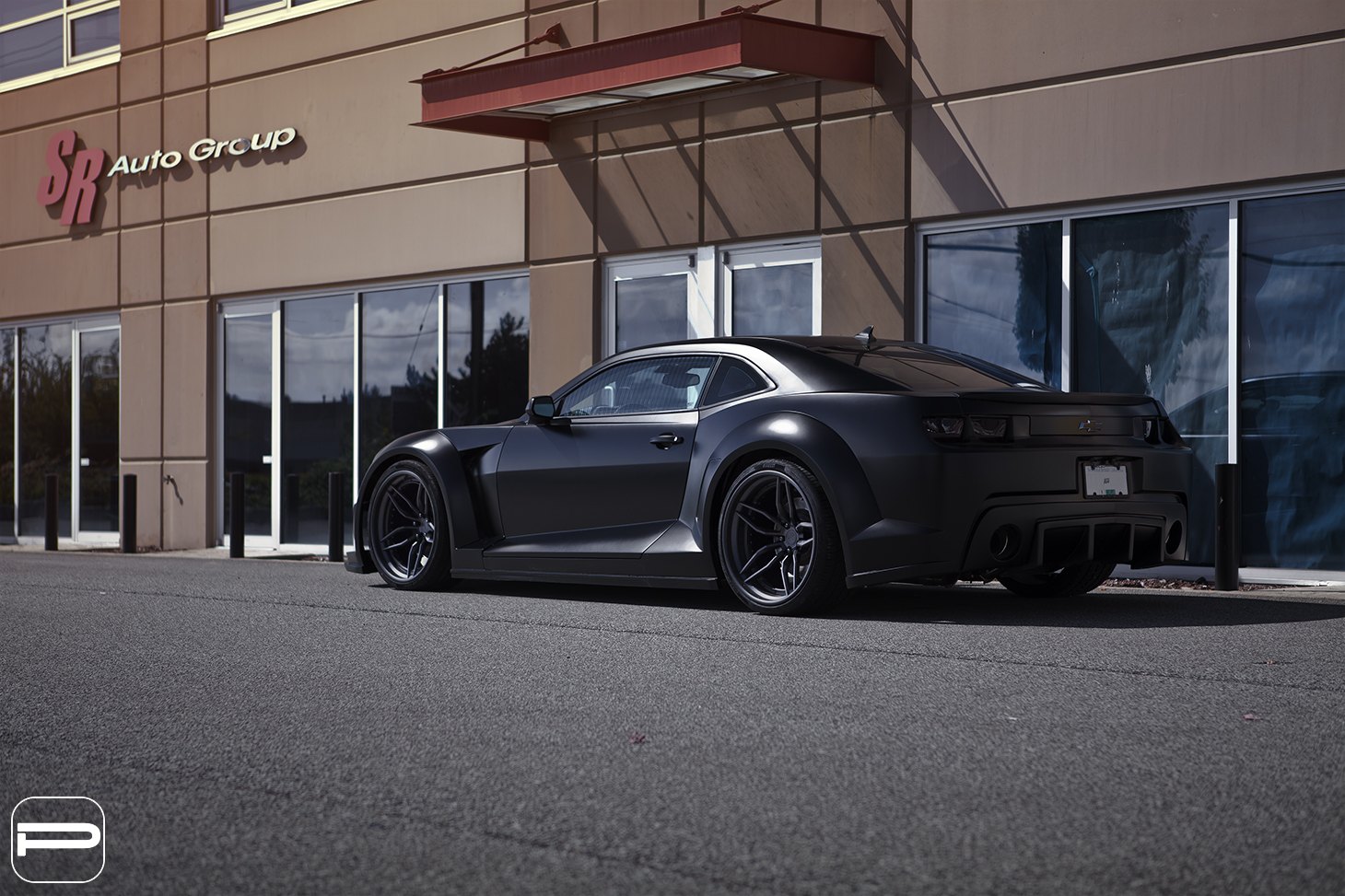 Aftermarket Side Skirts on Black Matte Chevy Camaro - Photo by PUR Wheels