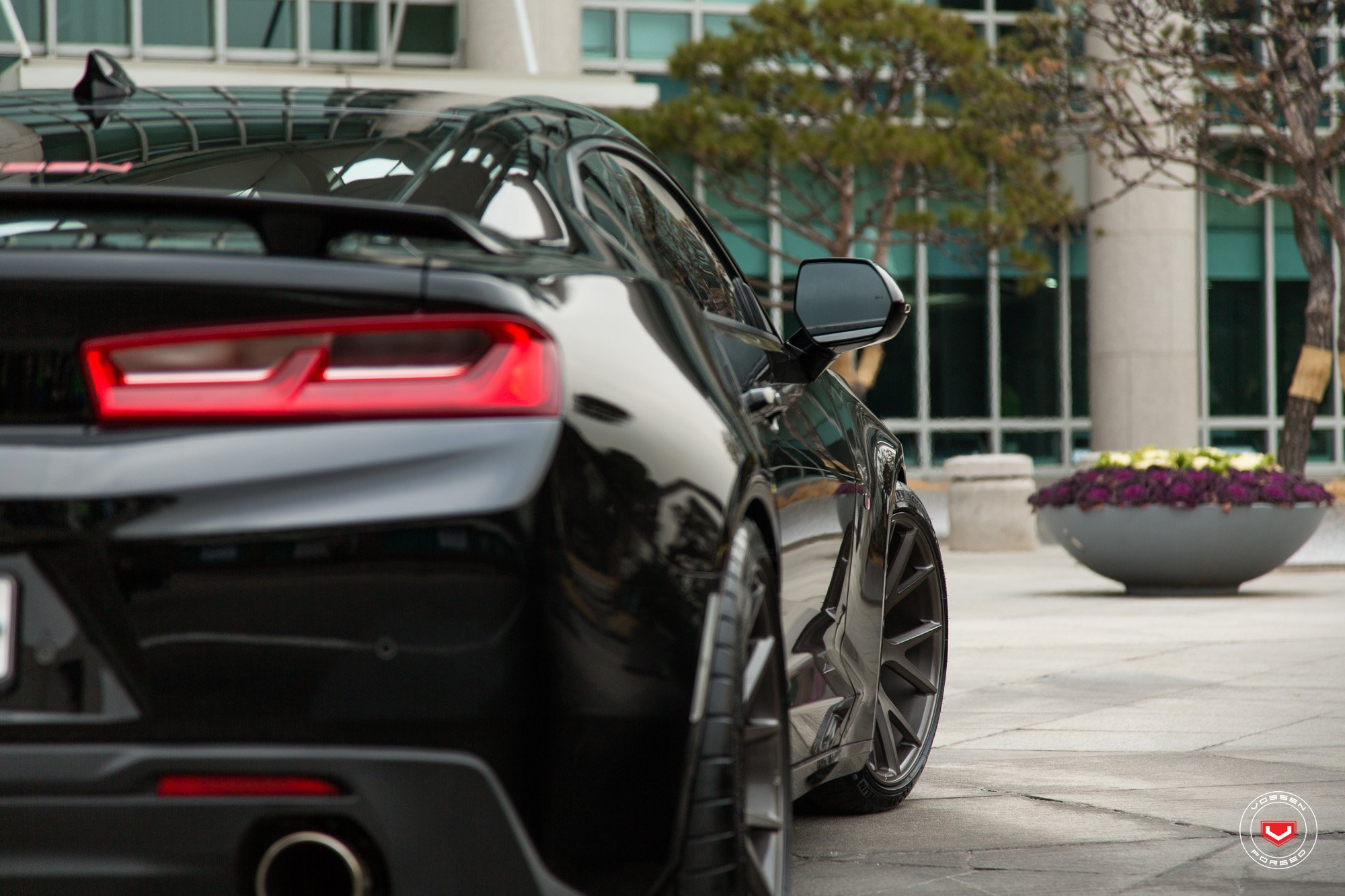 Black Chevy Camaro SS with Custom Red Taillights - Photo by Vossen