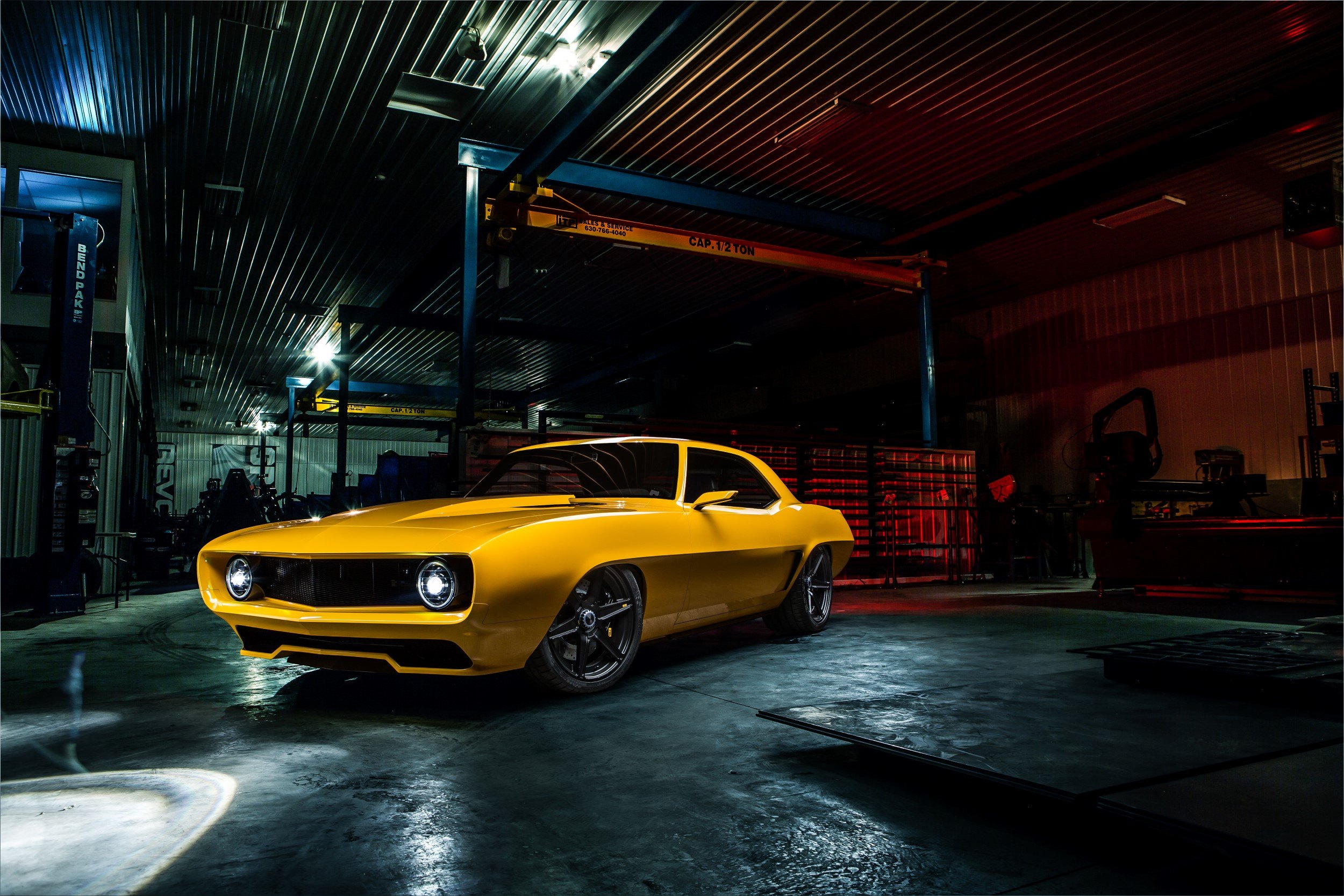 Yellow Chevy Camaro with Custom LED Headlights - Photo by Roadster Shop