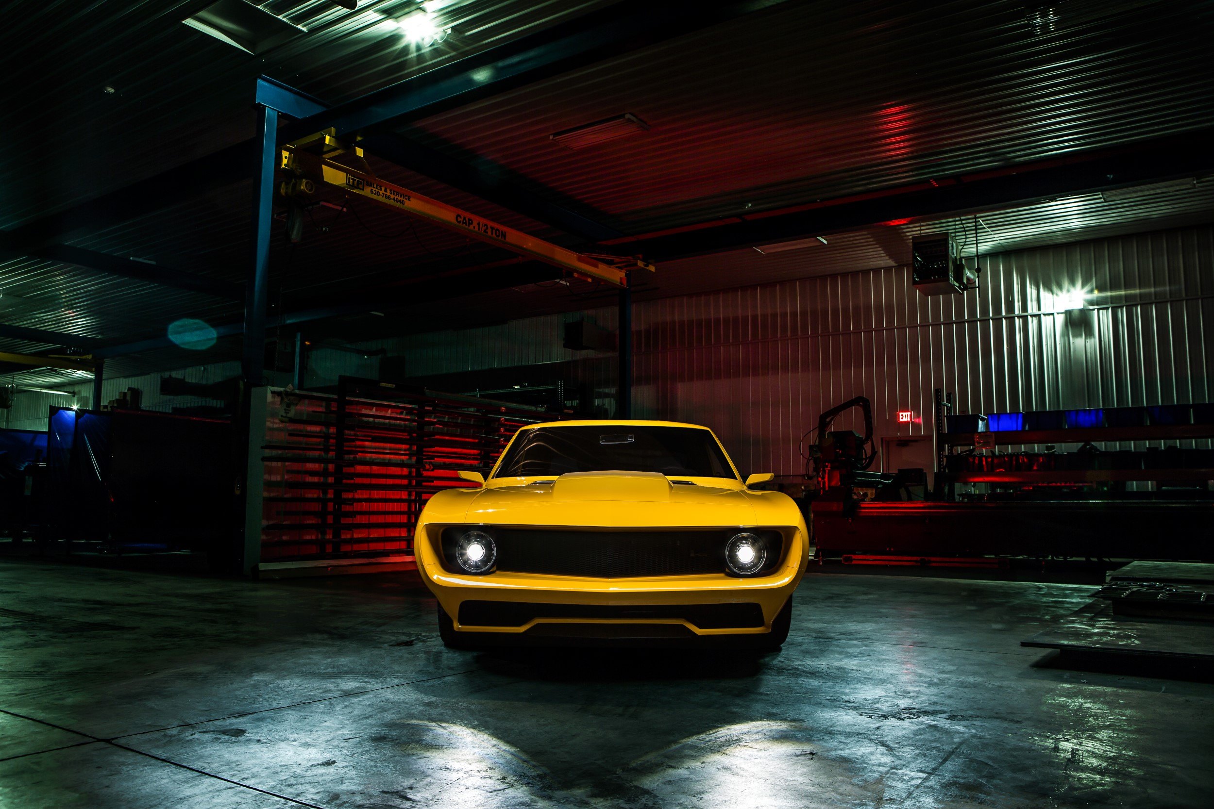 Aftermarket Front Bumper on Yellow Chevy Camaro - Photo by Roadster Shop