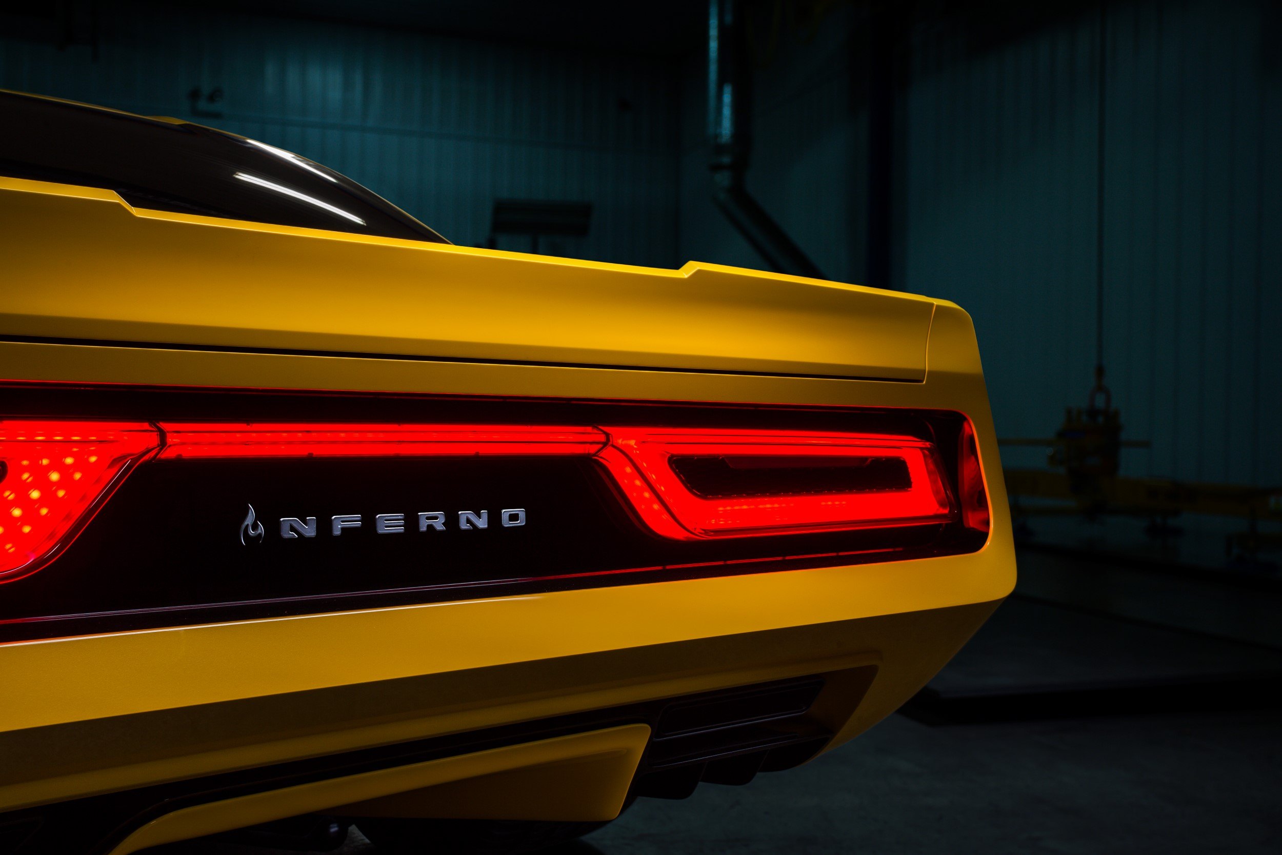 Custom Yellow Chevy Camaro Inferno Rear Bumper - Photo by Roadster Shop