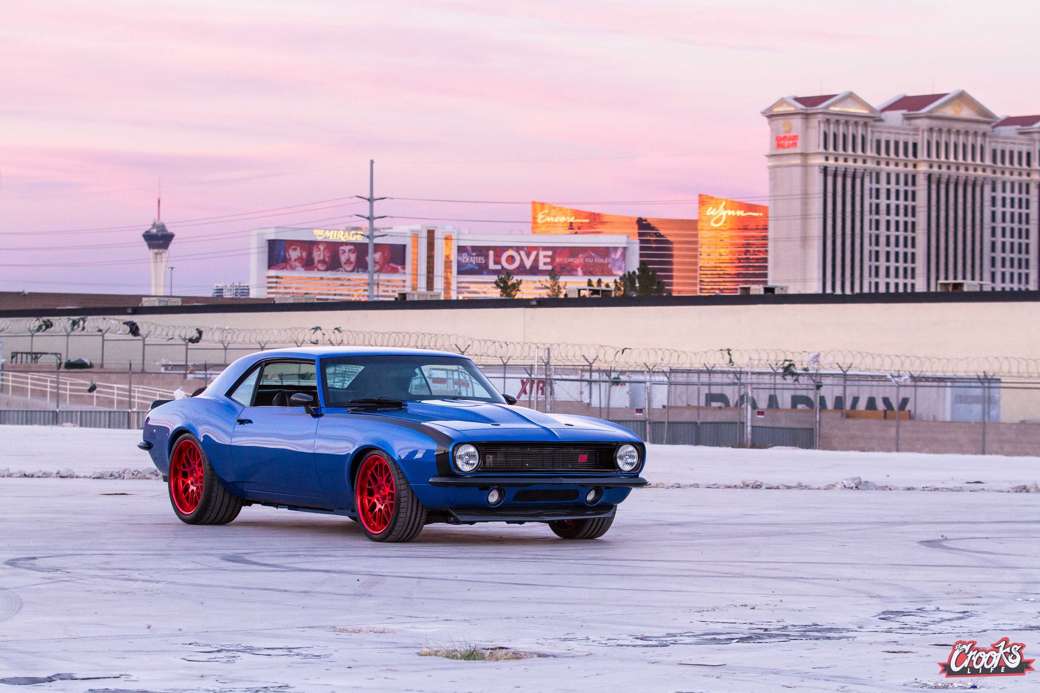 Custom Blue Chevy Camaro with Red Accents - Photo by Jimmy Crook