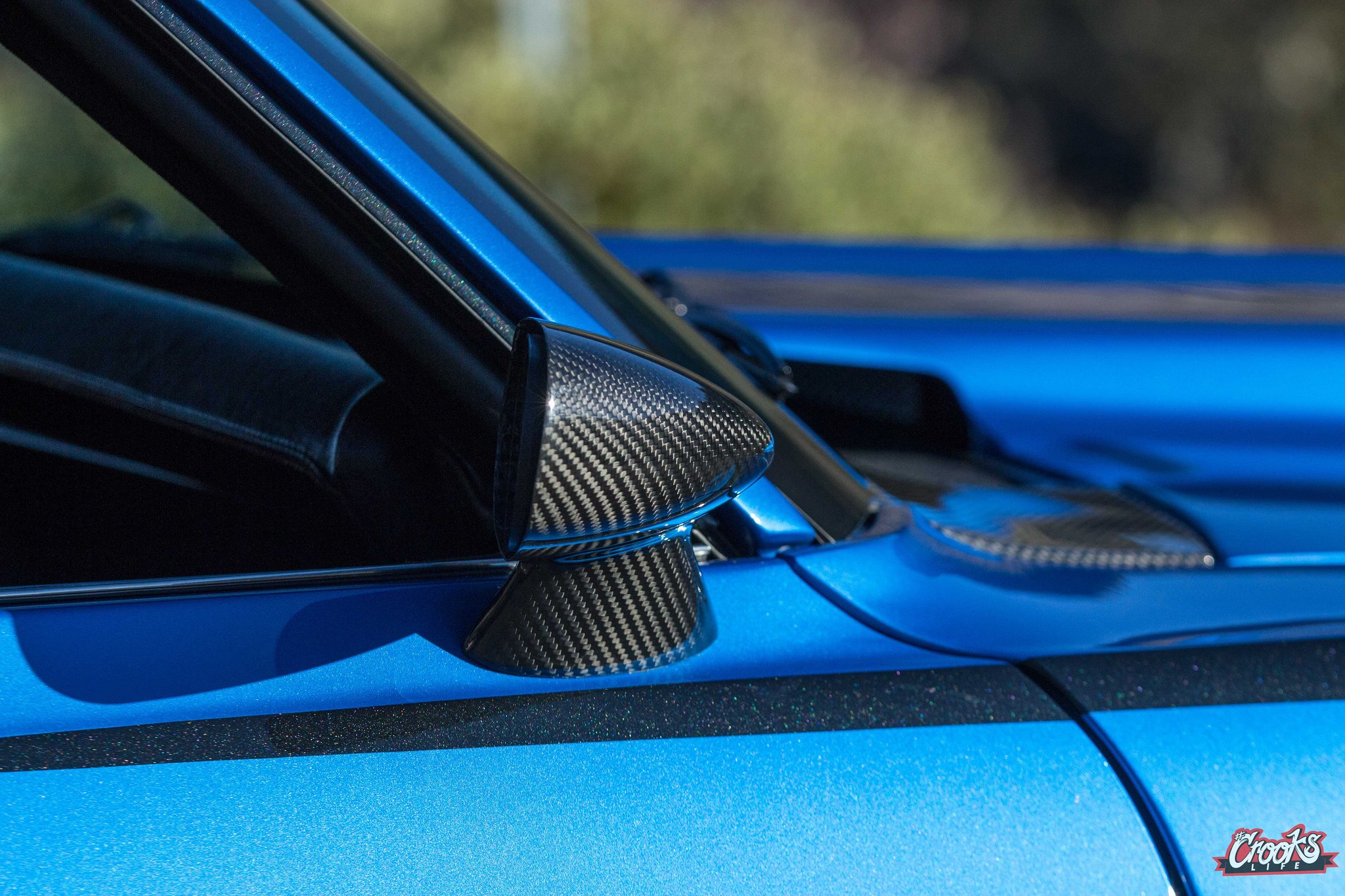 Blue Chevy Camaro with Carbon Fiber Side Mirrors - Photo by Jimmy Crook